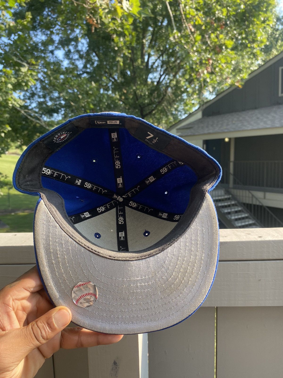New Era Blue New York Fitted with custom lotus flower Size ONE SIZE - 5 Thumbnail