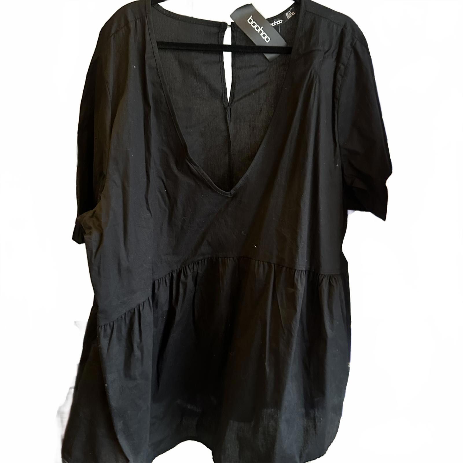 Boohoo Boohoo Women's Black Peplum Top Size 4XL / US 24-26 - 1 Thumbnail