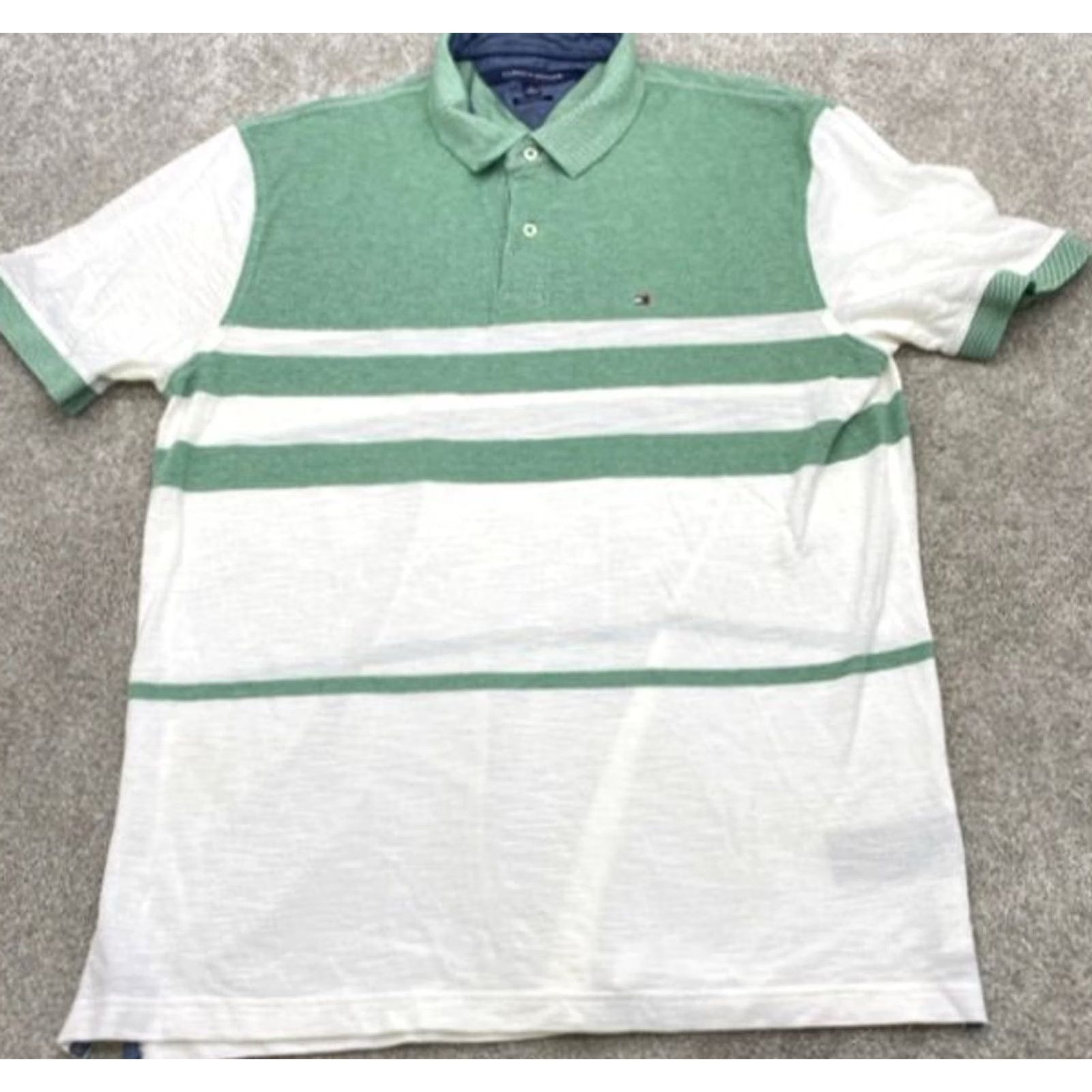 Tommy Hilfiger Tommy Hilfiger Polo Shirt Men's 2XL Short Sleeve Green White Striped Cotton Polo Shirt Mens 2XL Green White Striped Cotton Capable of Short Sleeve Size US XXL / EU 58 / 5 - 2 Thumbnail