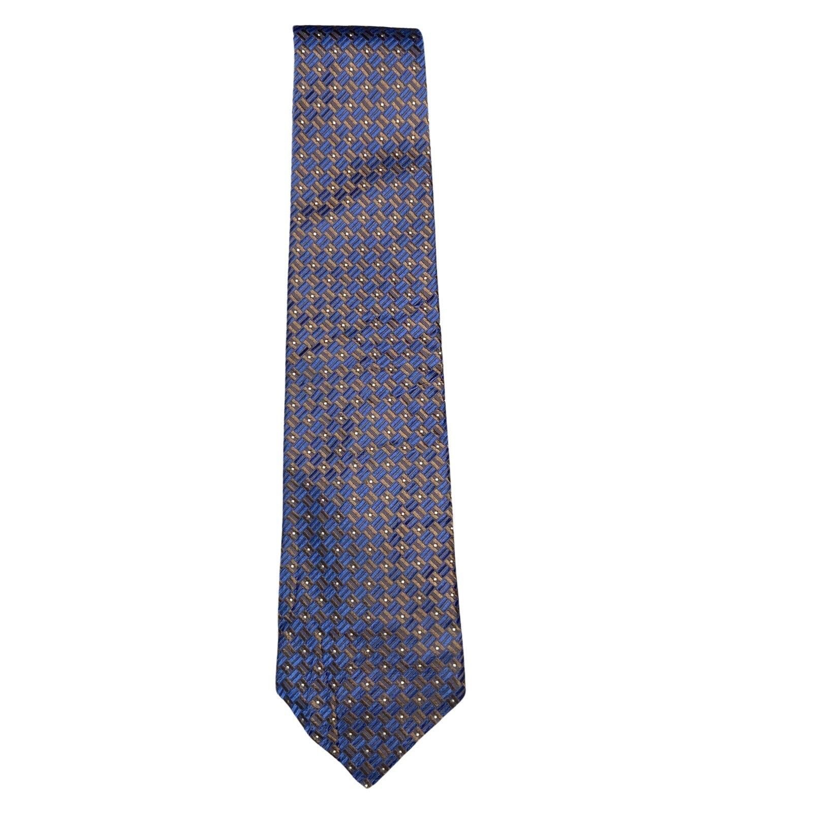 Perry Ellis PERRY ELLIS 100% Silk Tie Men's Blue Brown 4x57 USA Size ONE SIZE - 1 Thumbnail