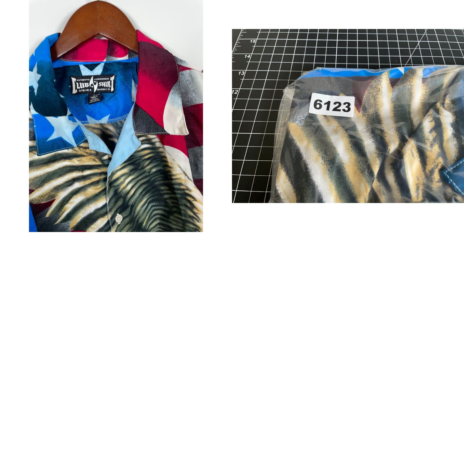 Vintage American Flag Eagle Motif Shirt Adult Large Motorcycle Biker Camp Collar AOP Size US L / EU 52-54 / 3 - 8 Thumbnail