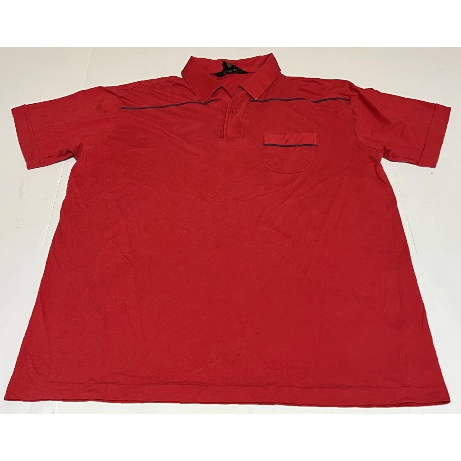 Van Heusen VINTAGE Van Heusen Polo Shirt Men XL Red 80s Short Sleeve Cotton Blend Regular Kn33-5 Size US XL / EU 56 / 4 - 2 Thumbnail
