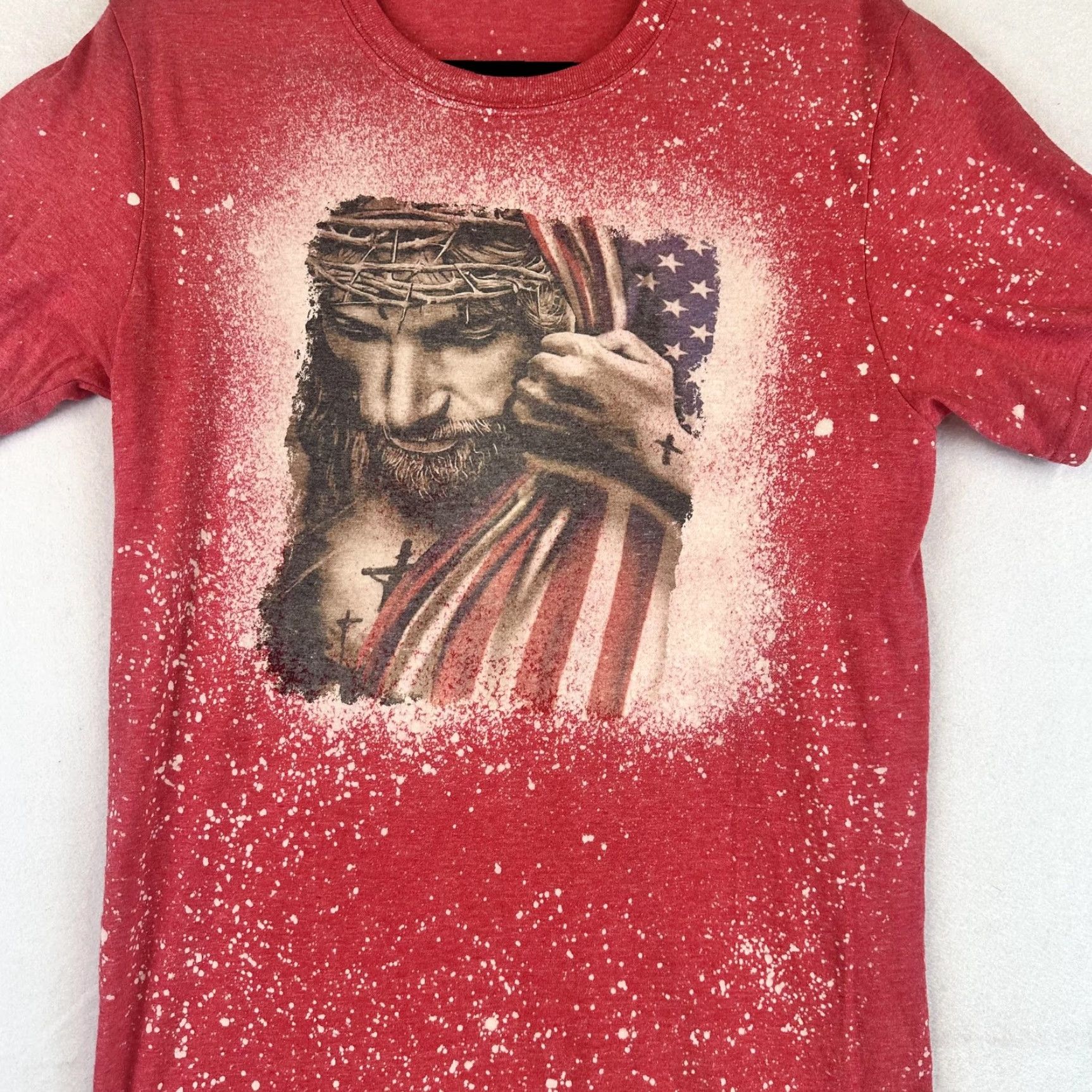Vintage Jesus Patriotic Shirt Mens Large Red American Flag Cross Religious Tee Size US L / EU 52-54 / 3 - 3 Thumbnail