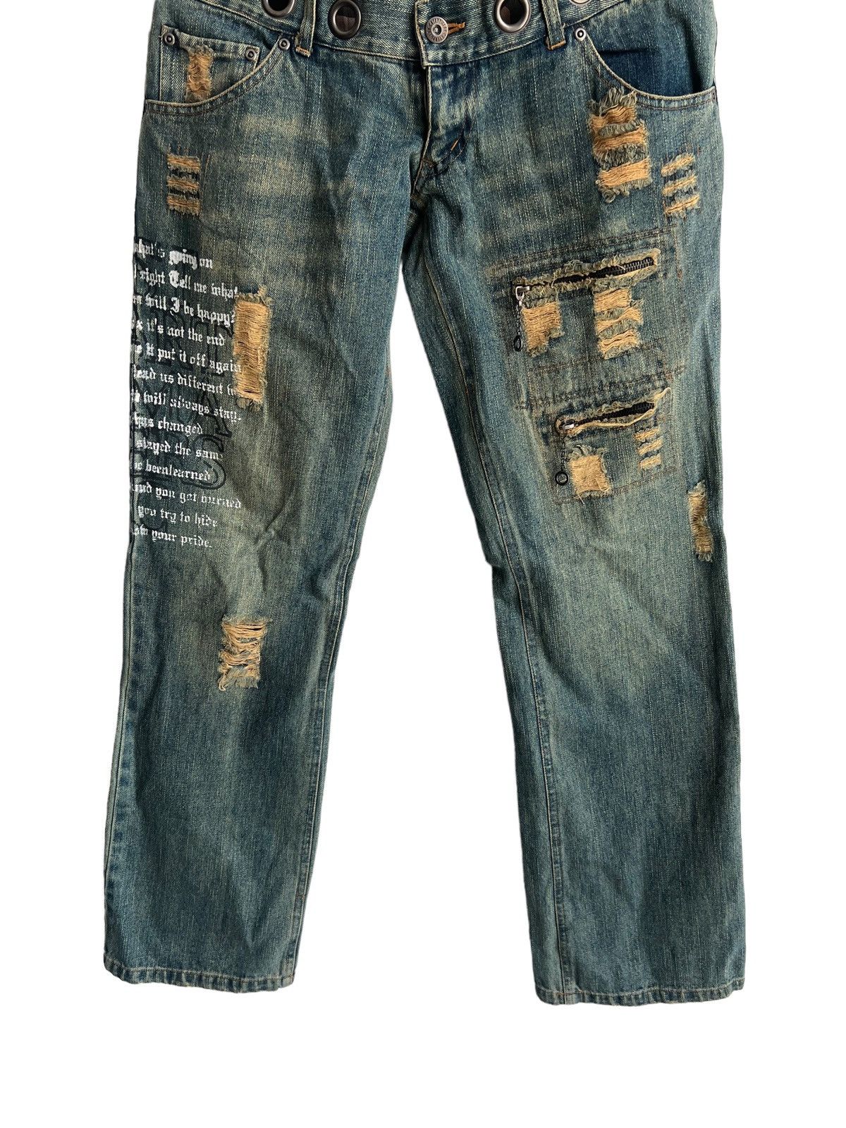 If Six Was Nine ITA "Anarchy Poems" Bullet Hole Double Waist Hybrid Denim Size US 32 / EU 48 - 7 Thumbnail