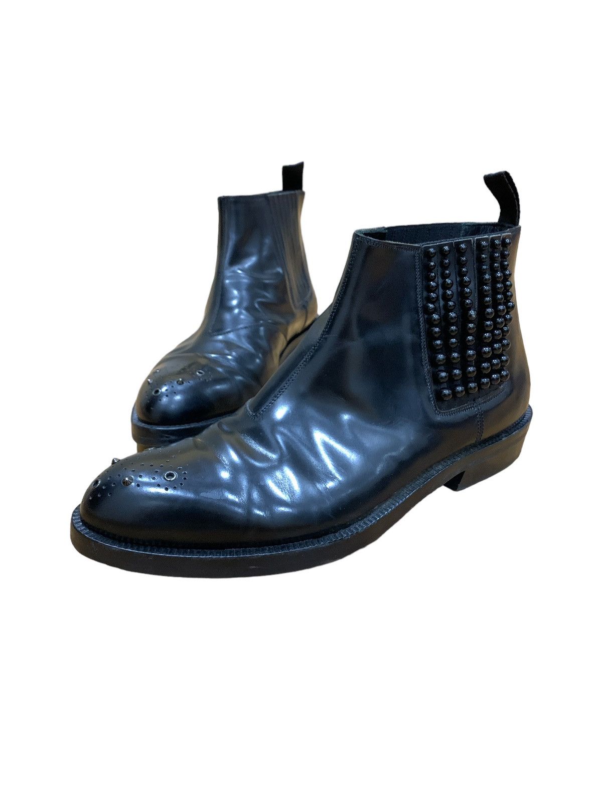 Leather × Sergio Rossi SERGIO ROSSI STUDDED LEATHER CHELSEA BOOTS Size US 5.5 / EU 38 - 3 Thumbnail