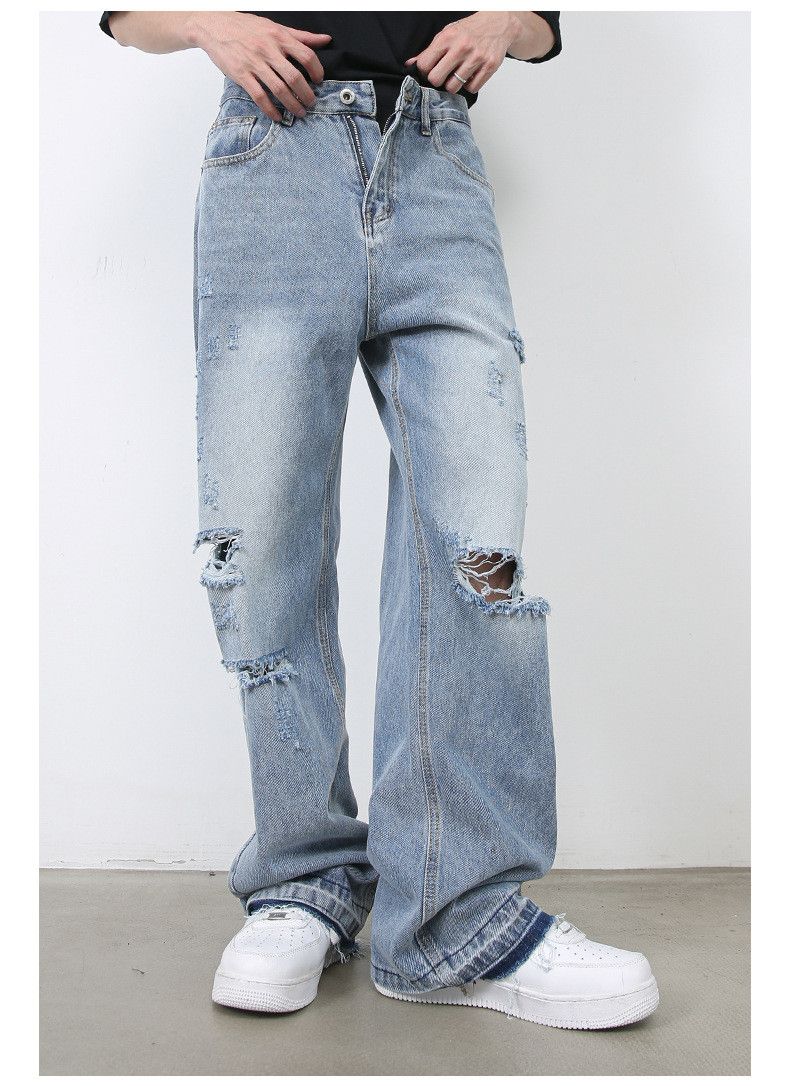 Japanese Brand American retro high street men's versatile ripped jeans Size US 32 / EU 48 - 4 Thumbnail