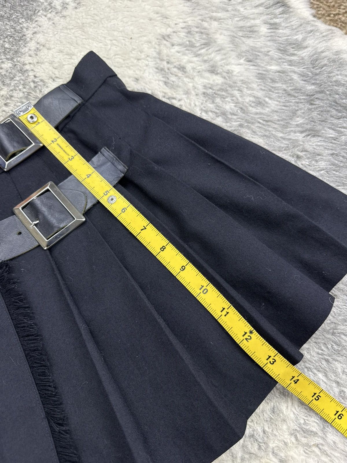 Beams Japan Beams Boy Leather Belt Pleated Mini Skirt Size 31" - 13 Thumbnail