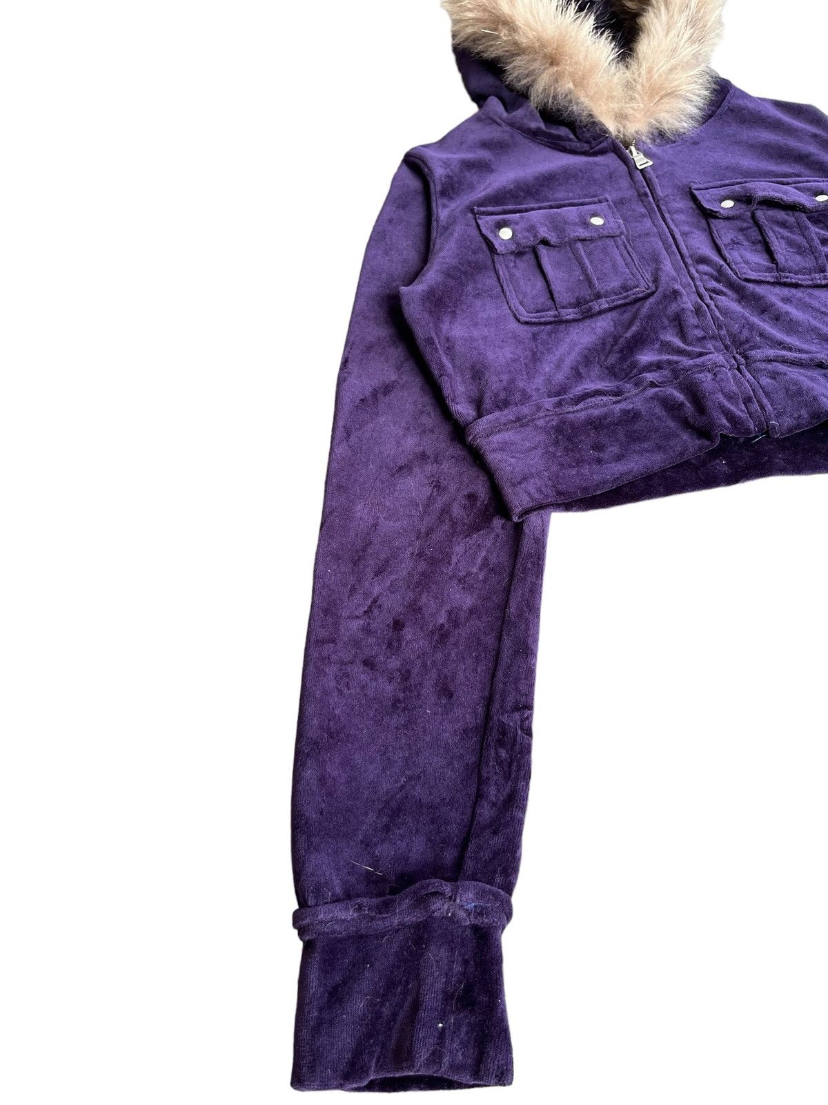 If Six Was Nine Vintage Japanese Brand LGB Style Velvet Crop Top Fur Hoodie Size L / US 10 / IT 46 - 10 Thumbnail