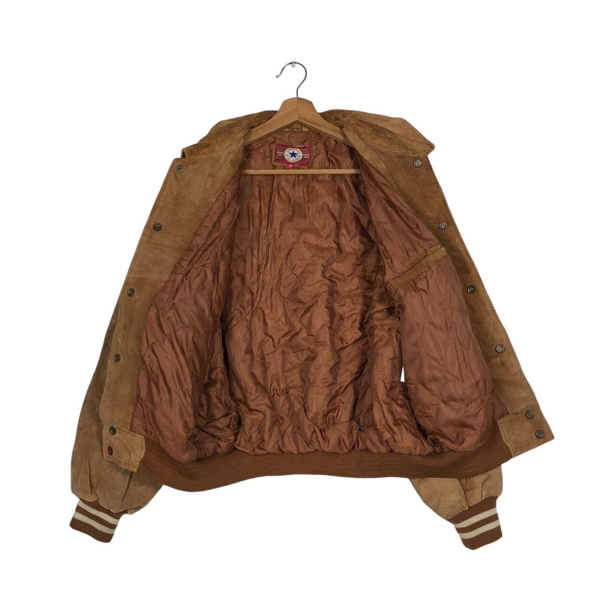 Converse 🔥VINTAGE BOMBER LEATHER JACKET CONVERSE ALL STAR BIG LOGO Size US M / EU 48-50 / 2 - 15 Thumbnail