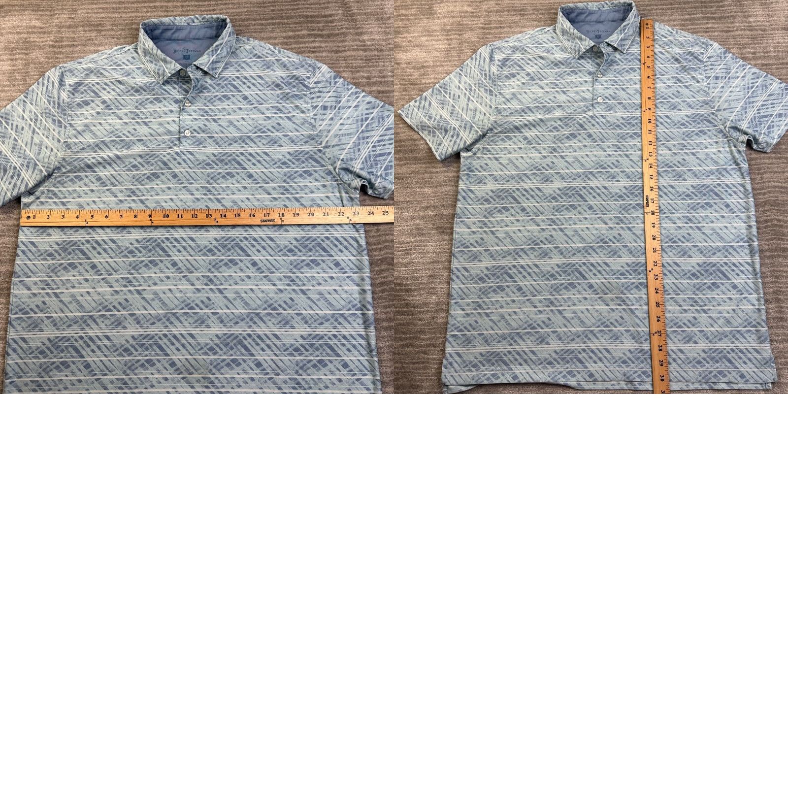 Vintage Hickey Freeman Polo Shirt Mens Large Blue Striped Golf Stretch Lightweight Size US L / EU 52-54 / 3 - 8 Thumbnail