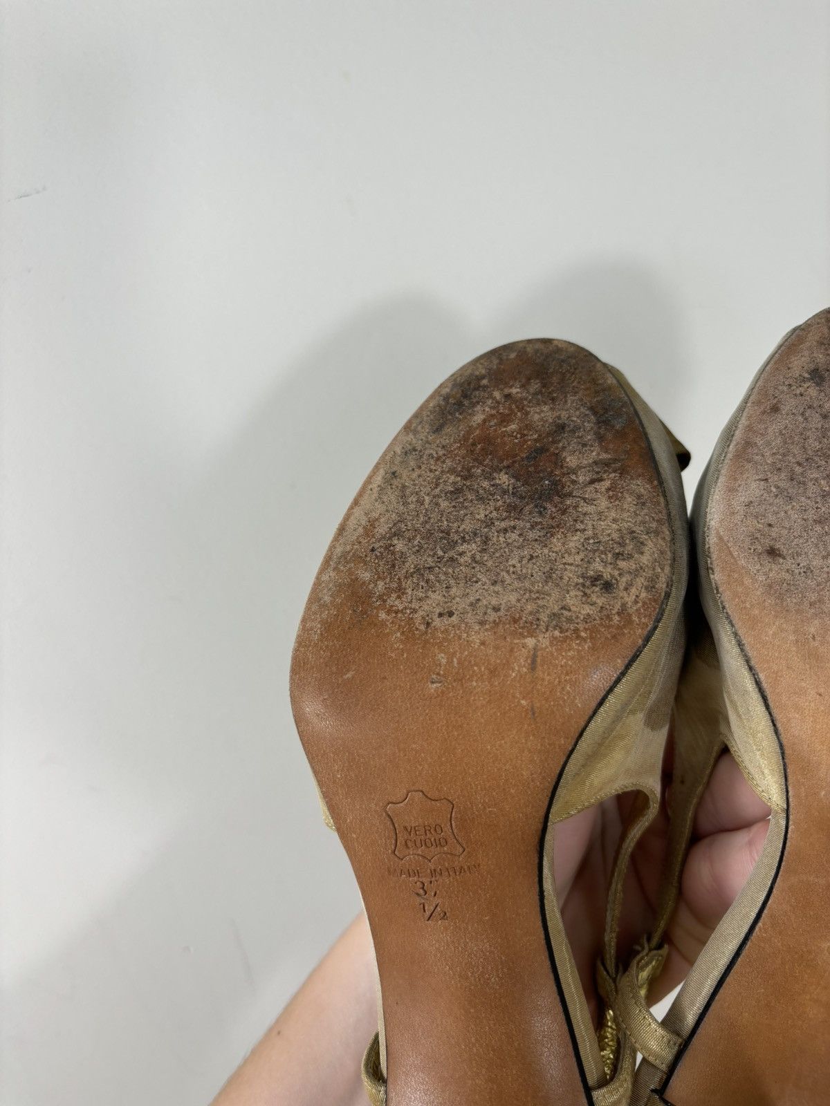 Vintage Yves Saint Laurent Vintage Gold Silk Satin Slingback Heels Size US 7.5 / IT 37.5 - 21 Thumbnail