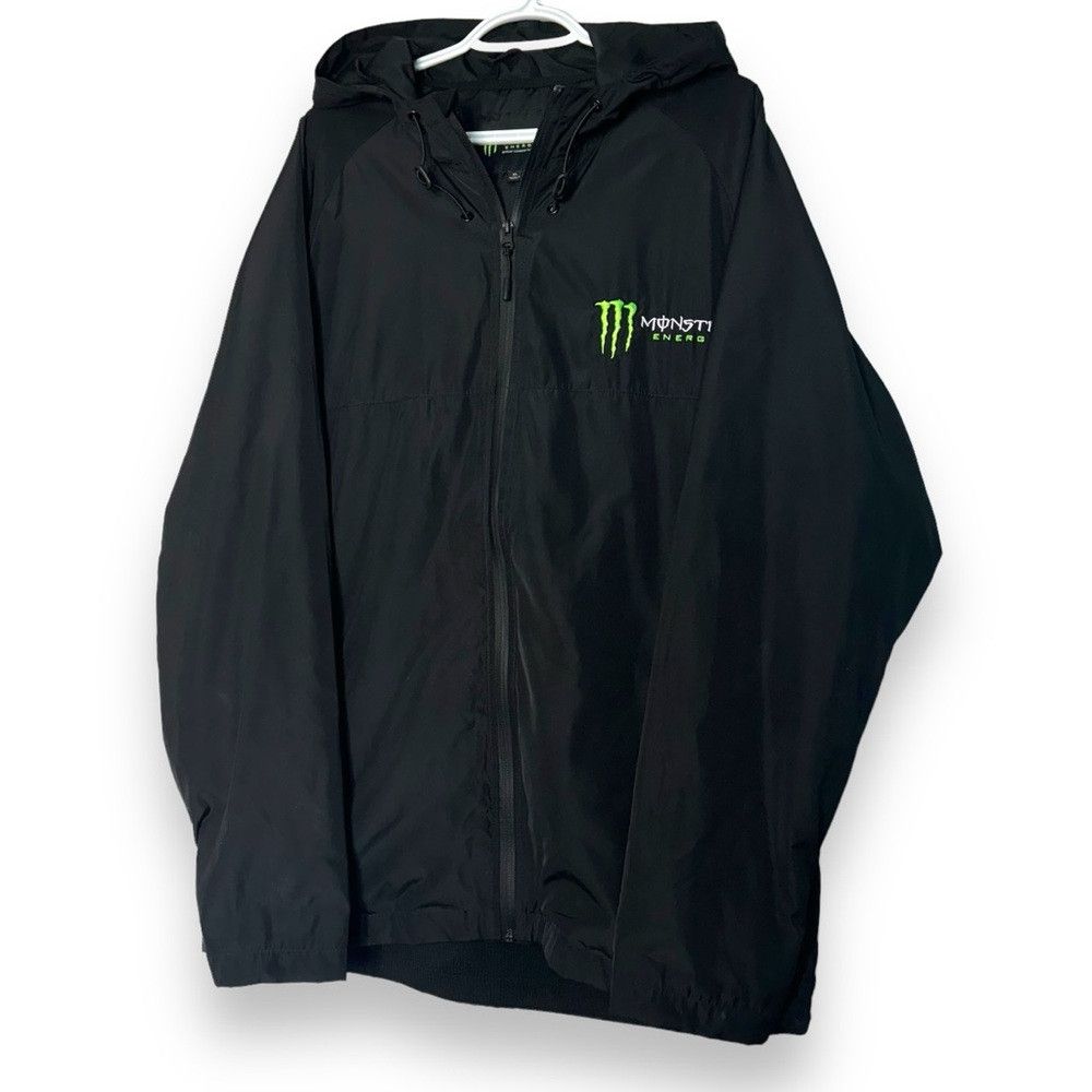 Image of Racing Monster Energy Official Licensed Windbreaker Full Zip in Black, Men's (Size XL)