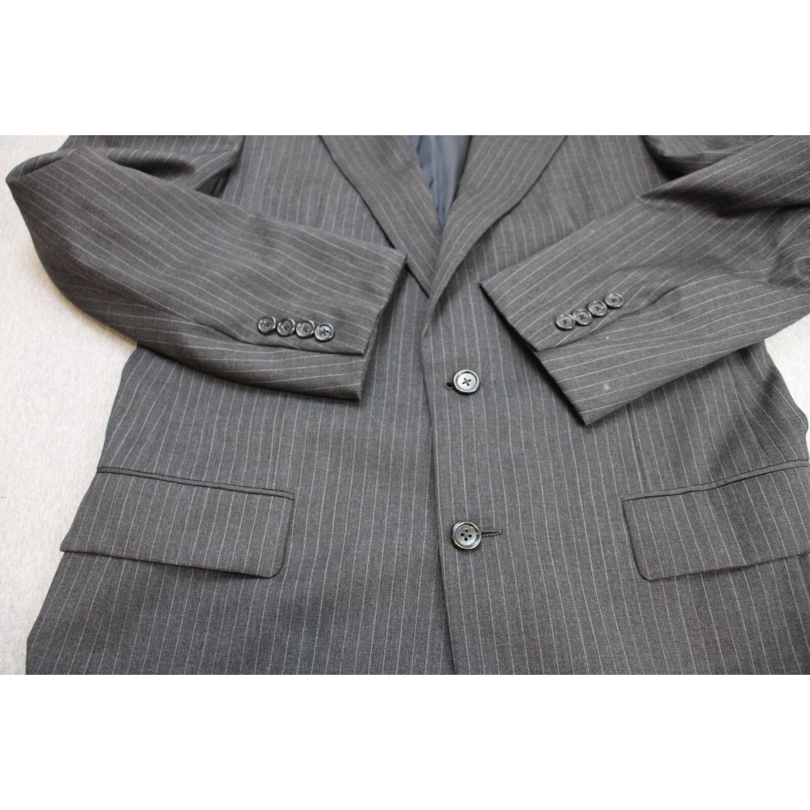 Hickey Freeman Hickey Freeman Blazer Men's 38R Gray Striped 100% Wool Size 38R - 9 Thumbnail
