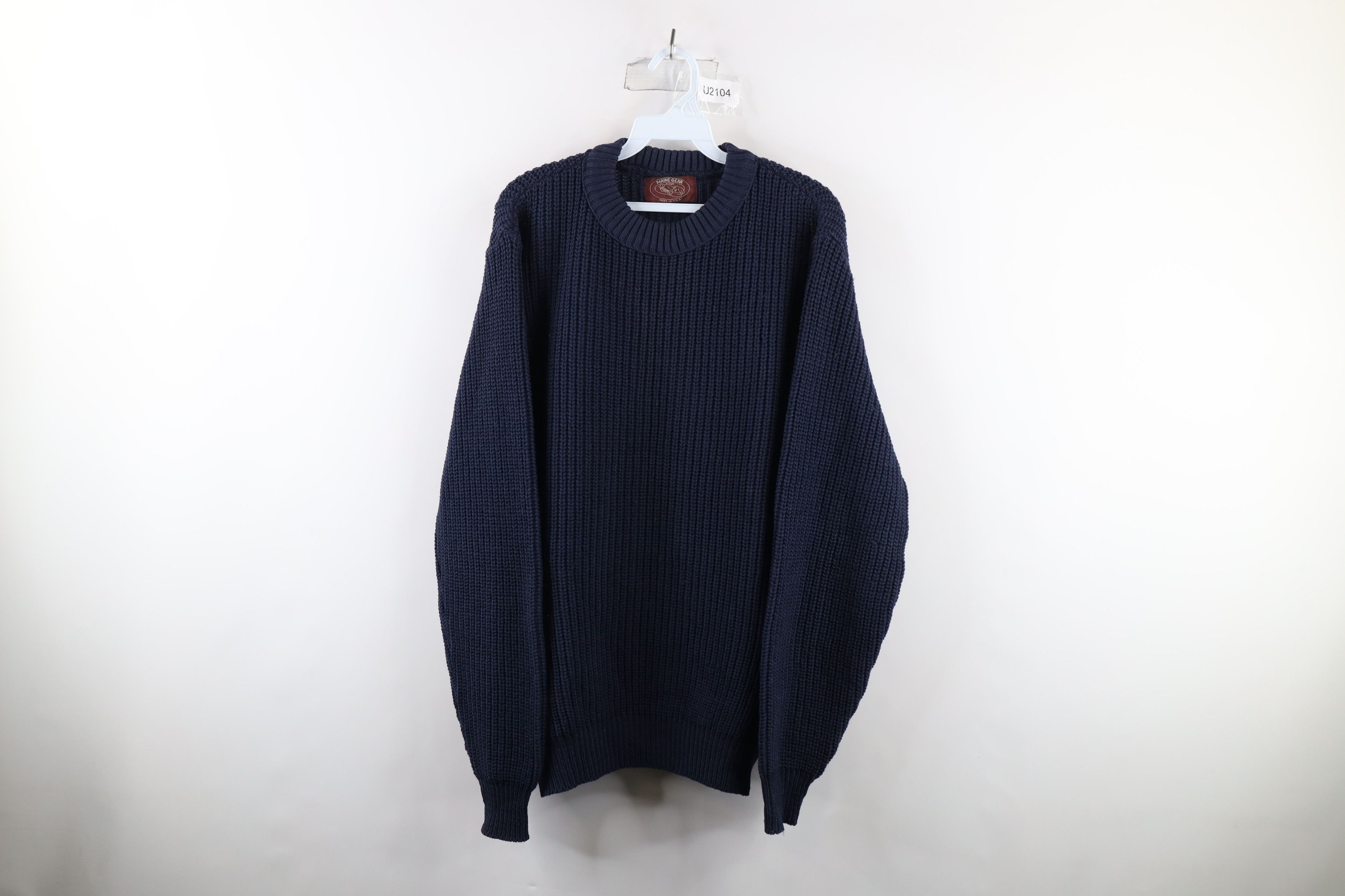 Vintage Vintage 90s Streetwear Ribbed Knit Crewneck Sweater Blue USA Size US L / EU 52-54 / 3 - 1 Thumbnail