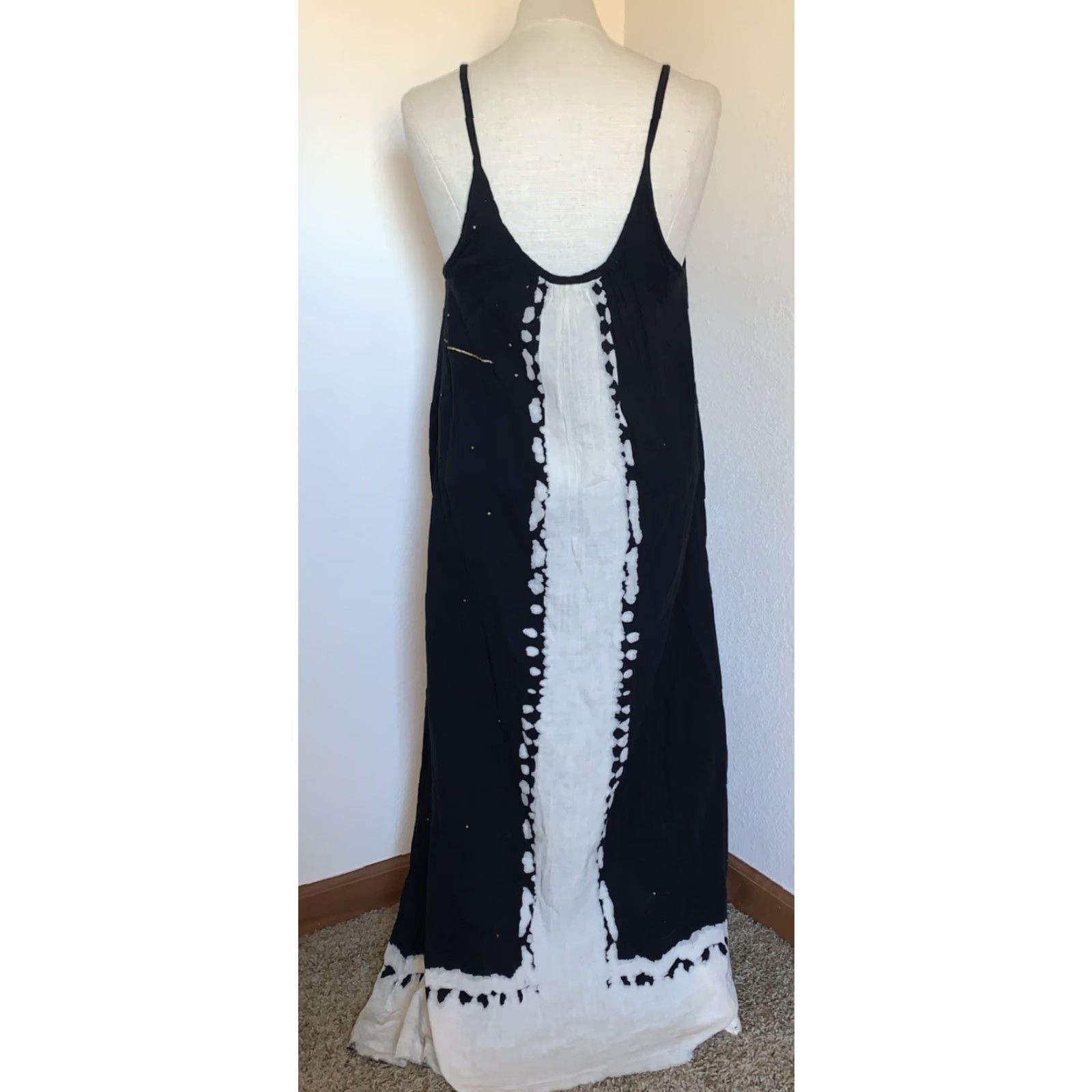 Vintage Natural Life Tank Dress XS/S Black White Heart Print 100% Cotton Midi Knit Dress Womens Boho Hippie Tiny Heart Pattern NWT 1802 Size S / US 4 / IT 40 - 4 Thumbnail