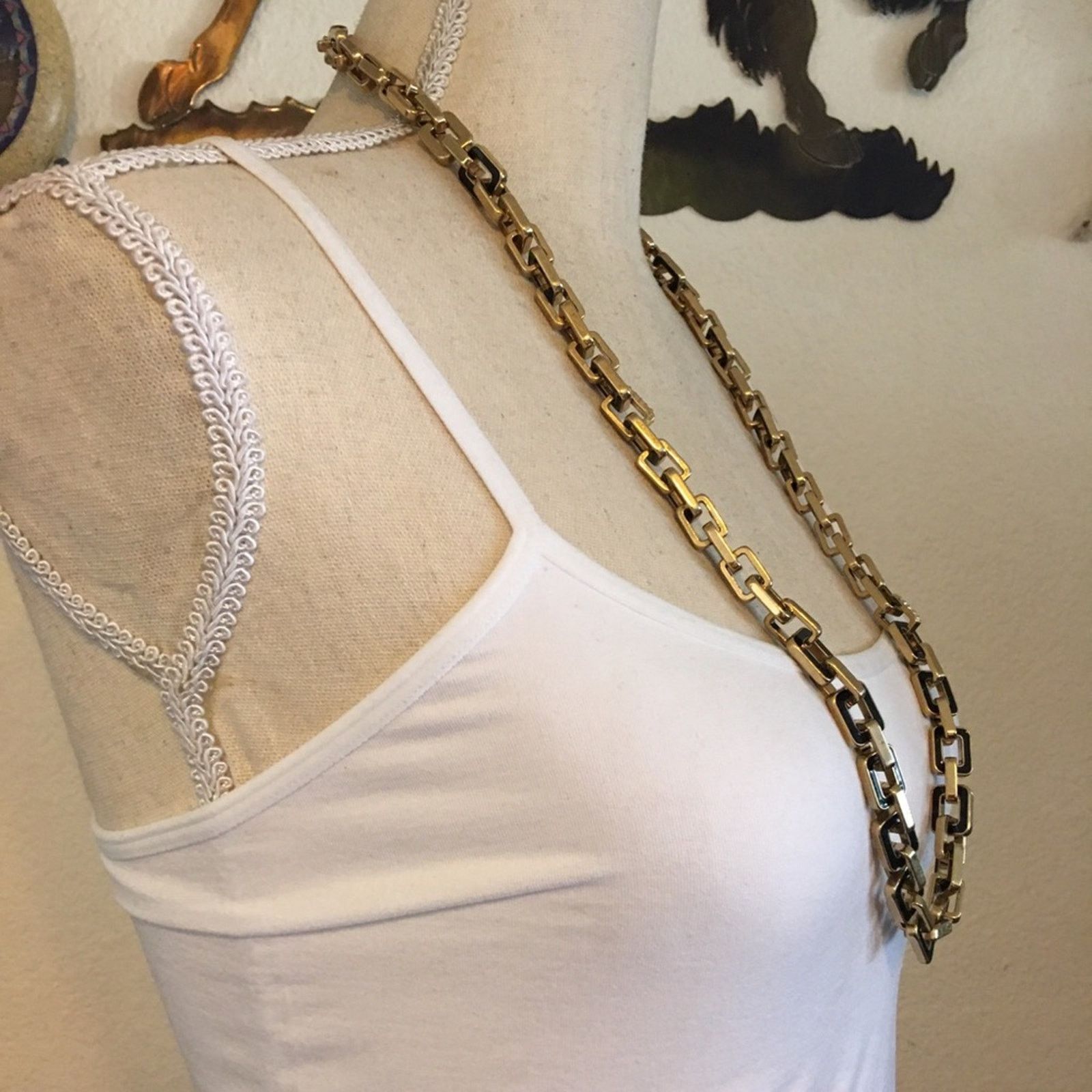 Vintage Vintage gold tone chunky link enamel necklace Size ONE SIZE - 2 Thumbnail