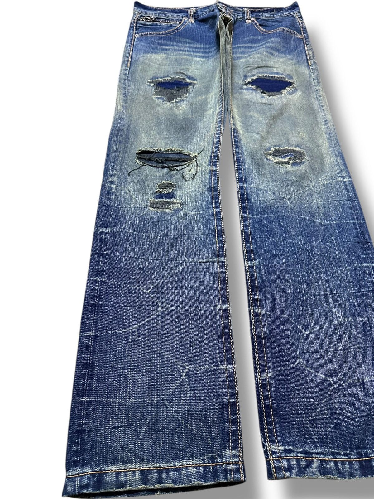 Tornado Mart Vintage Legendary Outfit Grunge Mudwash Honeycomb Denim Size US 35 - 3 Thumbnail