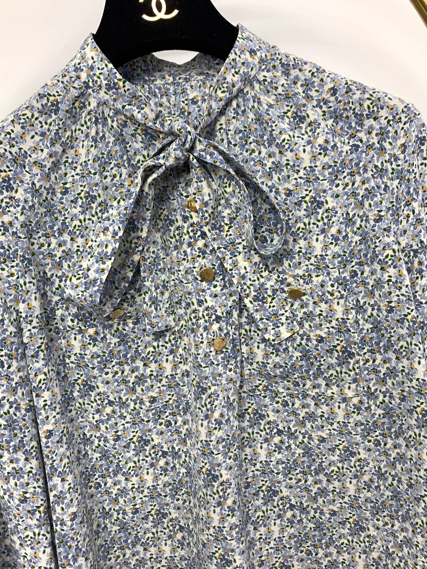 Celine CELINE French blue floral print shirt set 36/40 new Size XS / US 0-2 / IT 36-38 - 3 Thumbnail