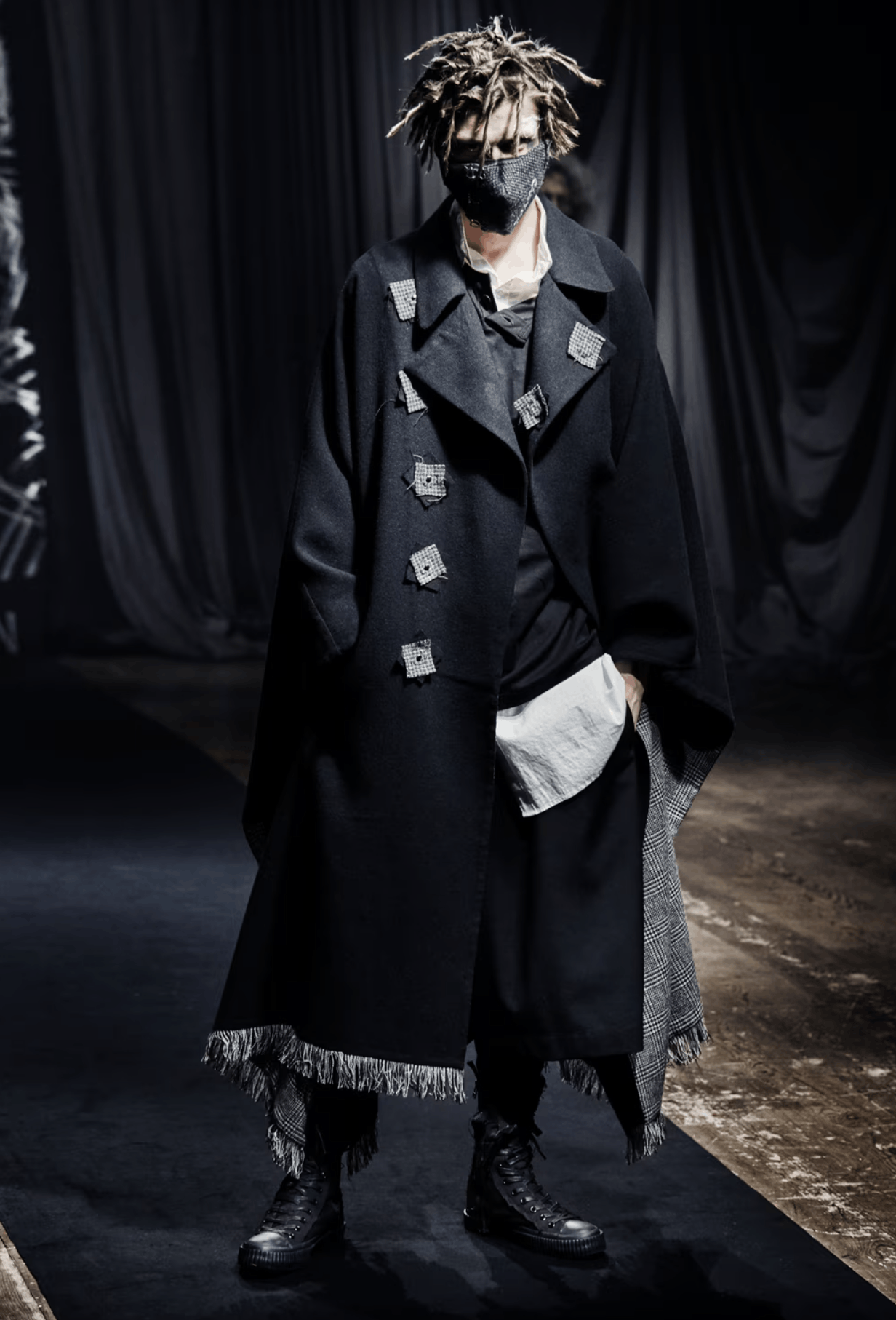 Yohji Yamamoto Yohji Yamamoto Pour Homme - Tweed Check Scrap Cape Coat Size US S / EU 44-46 / 1 - 2 Thumbnail