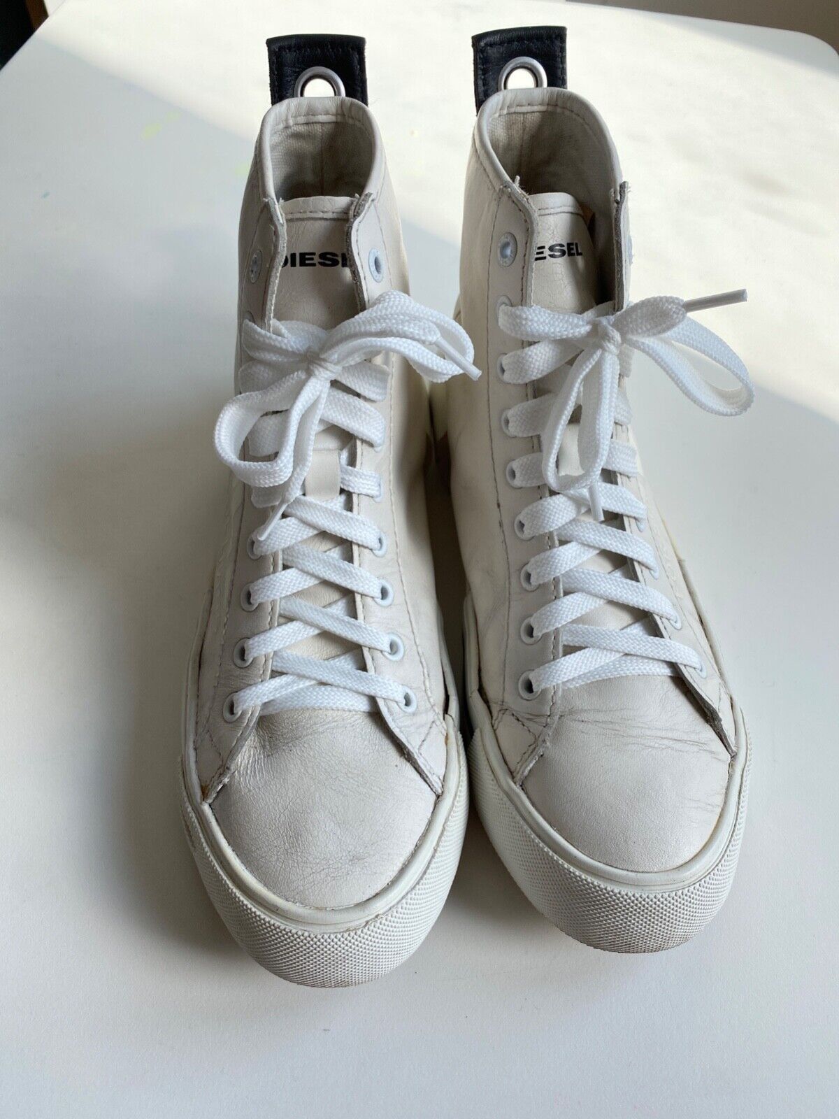 Diesel White Leather High Top Sneakers size 7