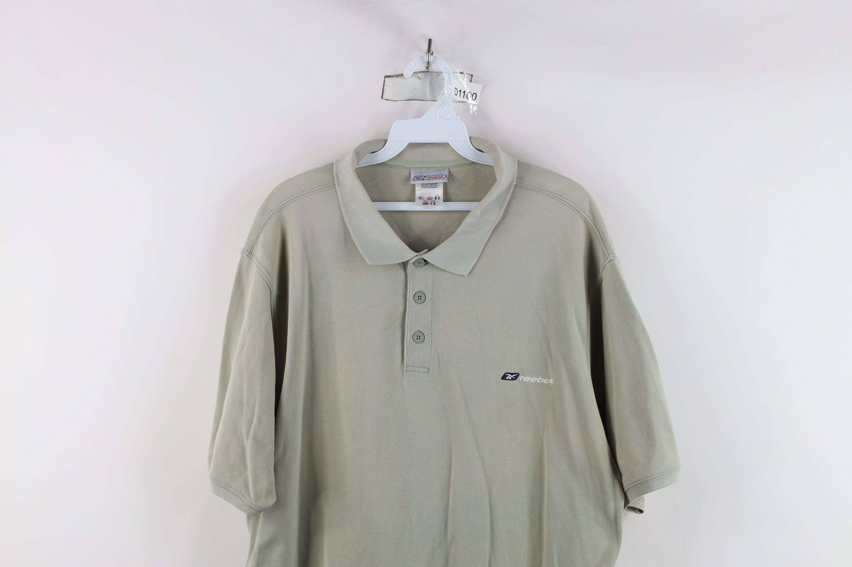 Reebok × Vintage Vintage 90s Reebok Spell Out Collared Polo Shirt Green Size US L / EU 52-54 / 3 - 2 Thumbnail