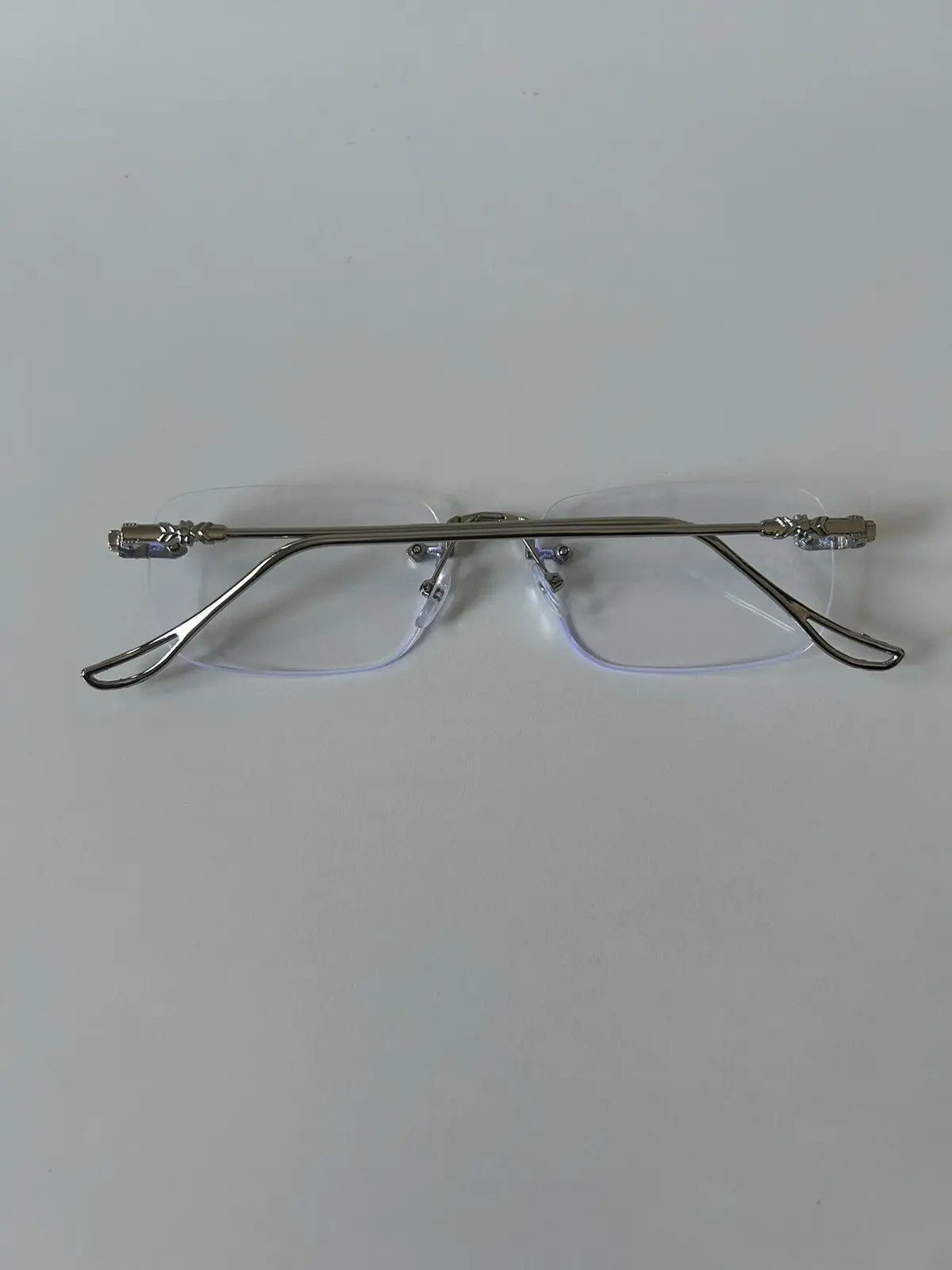 Japanese Brand × Vintage 90s Y2K style silver cross rimless blue tint lux glasses Size ONE SIZE - 9 Thumbnail