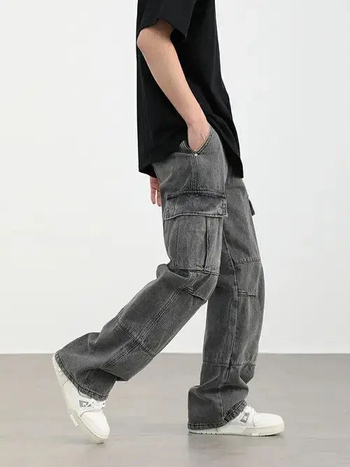 Jean baggy distressed faded cargo jeans Size US 30 / EU 46 - 2 Thumbnail