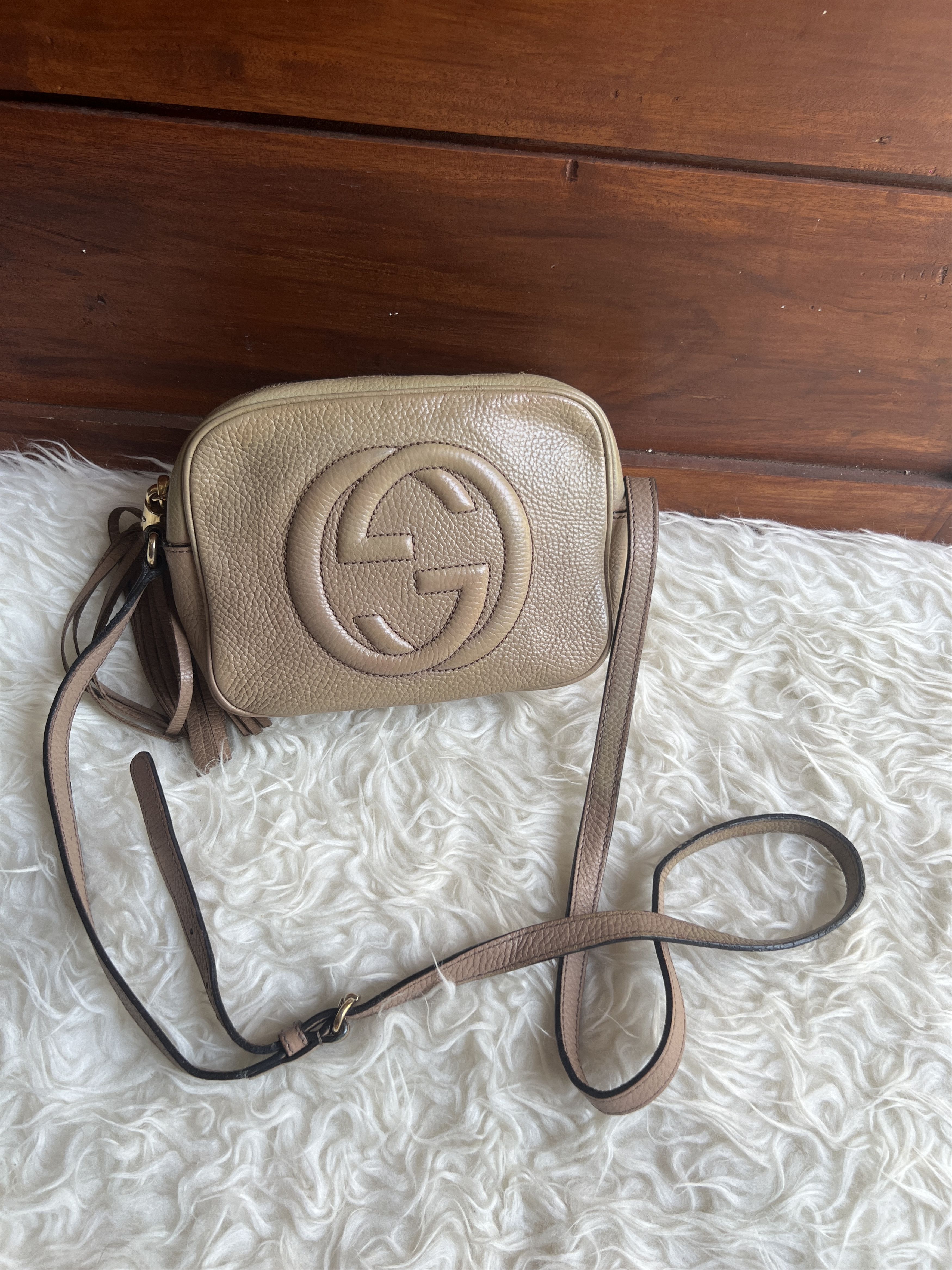Authentic Gucci Soho Disco Camera Bag Creme/beige, Women's