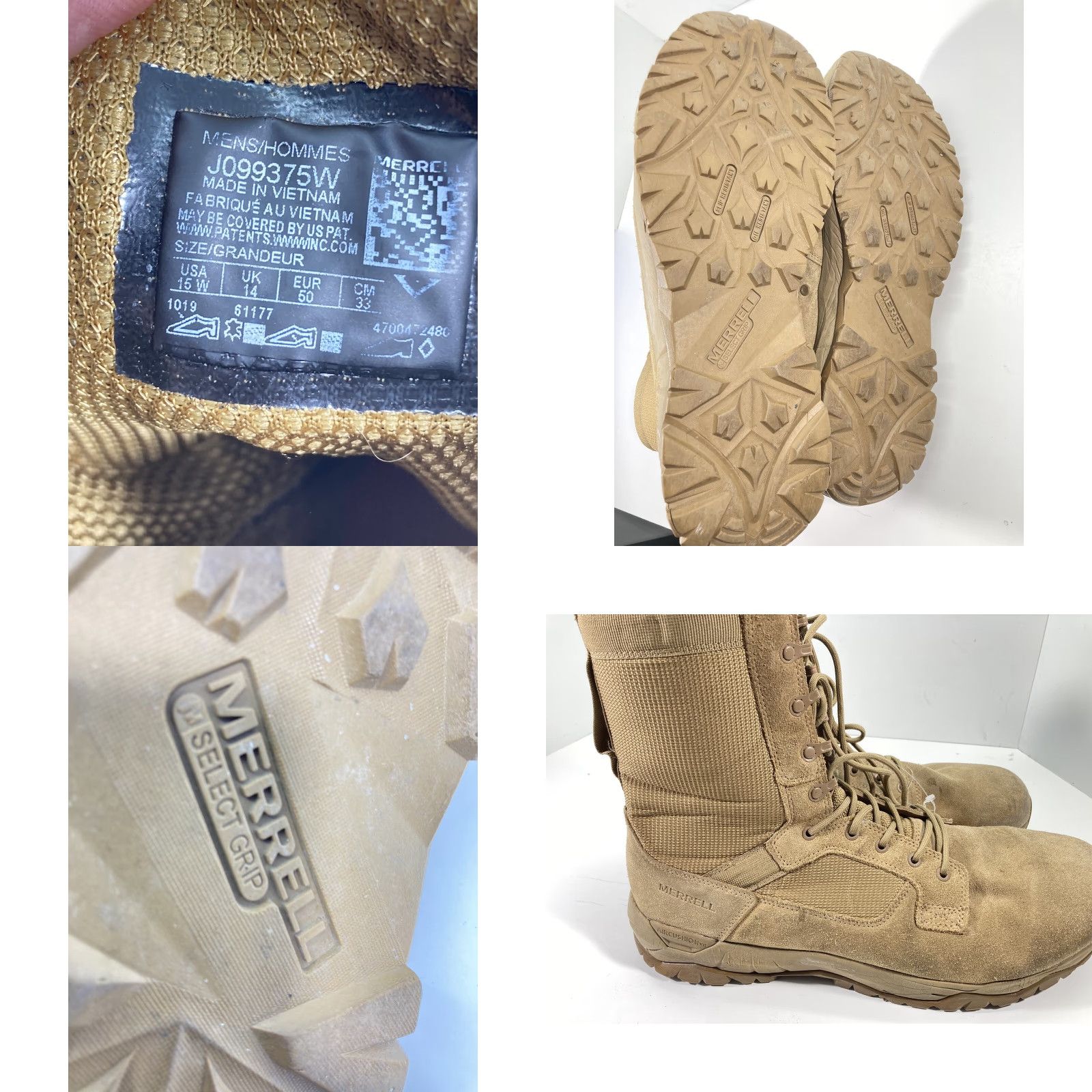 Merrell Merrell Tactical Boots Men 15 Wide Coyote Brown Suede J099375W Military Desert Boots Mens Wide Suede Desert Brown Size US 15 / EU 48 - 8 Thumbnail