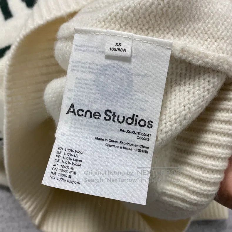 Acne Studios Acne Studios Beige Logo Embroidered Smile Face Wool Sweate Size XS / US 0-2 / IT 36-38 - 4 Thumbnail