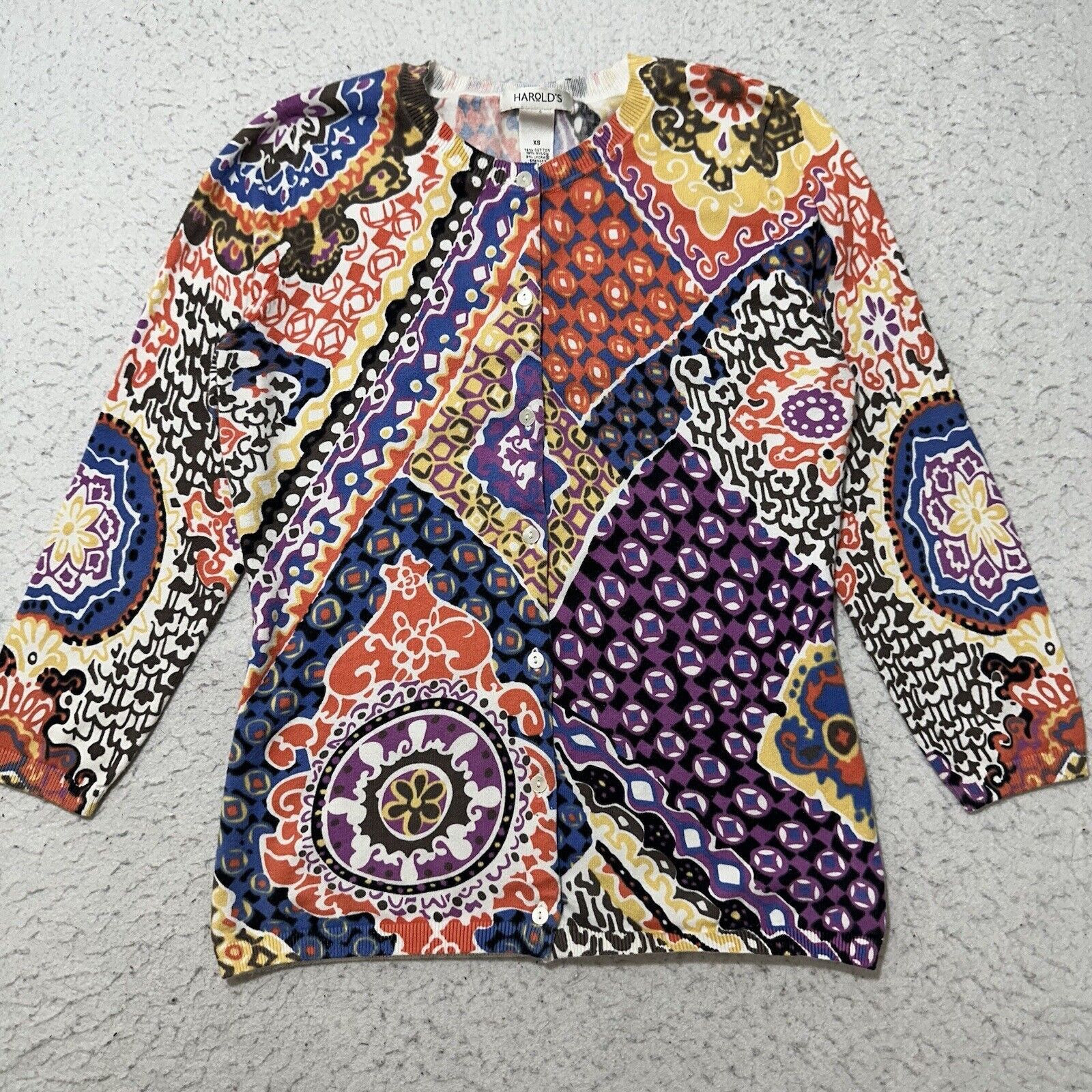 Other Harold's XS Patchwork Button Down Cardigan Sweater Size XS / US 0-2 / IT 36-38 - 1 Thumbnail