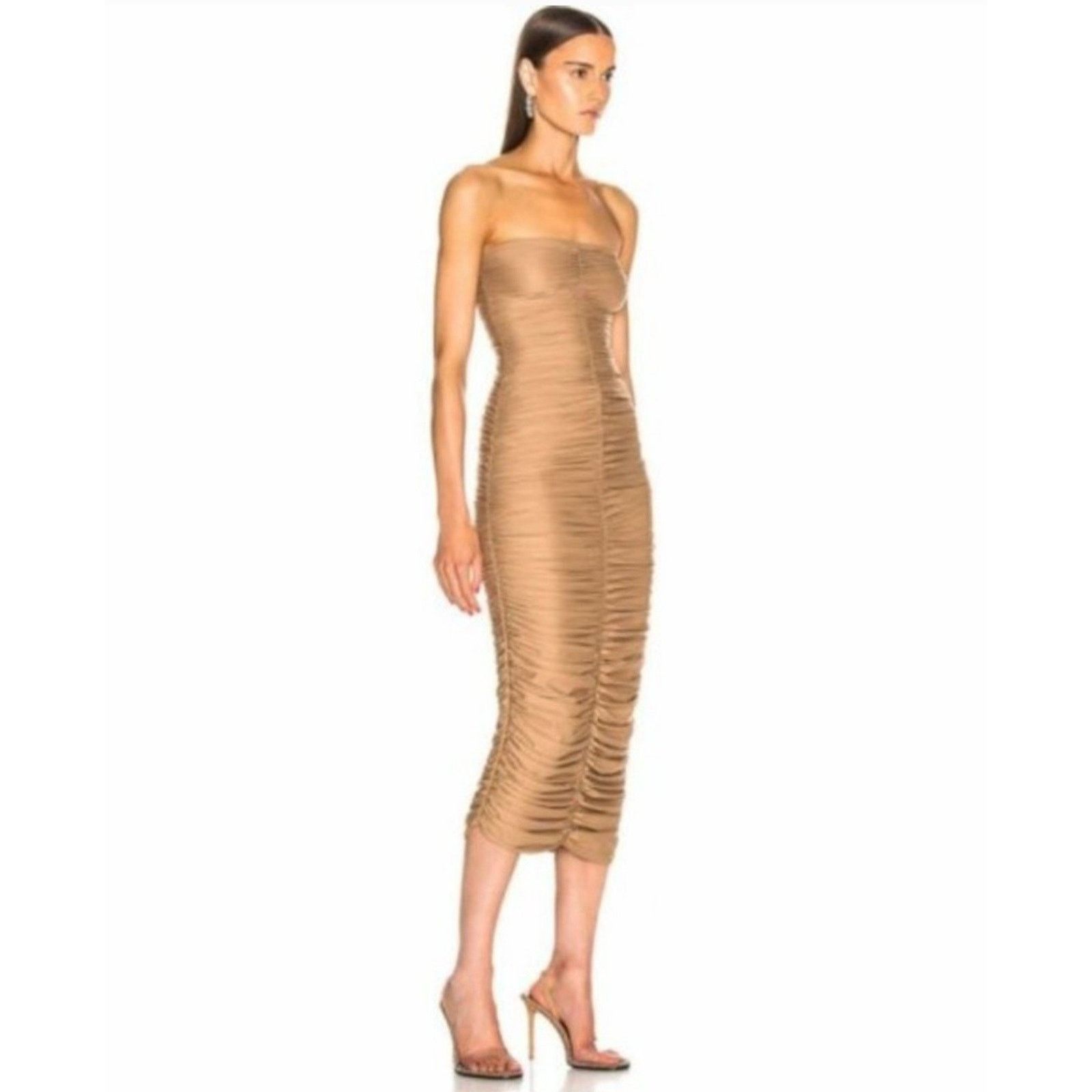 Norma Kamali NORMA KAMALI Mini Dress Slinky To Knee Stretch In Nude S Size S / US 4 / IT 40 - 4 Thumbnail