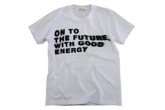 image of Comme Des Garcons Cdg Emergency Special“On To The Future With Good Energy” Tee in White (Size Mediu