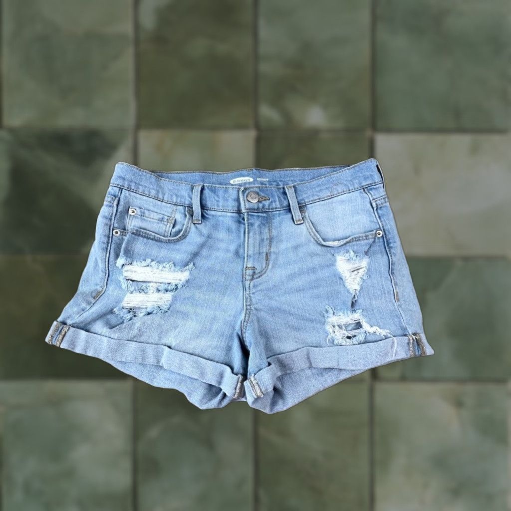 Old Navy Old Navy Womens Boyfriend Shorts 2 Distressed Denim Light Blue Mid Rise Size 26" / US 2 / IT 38 - 1 Thumbnail