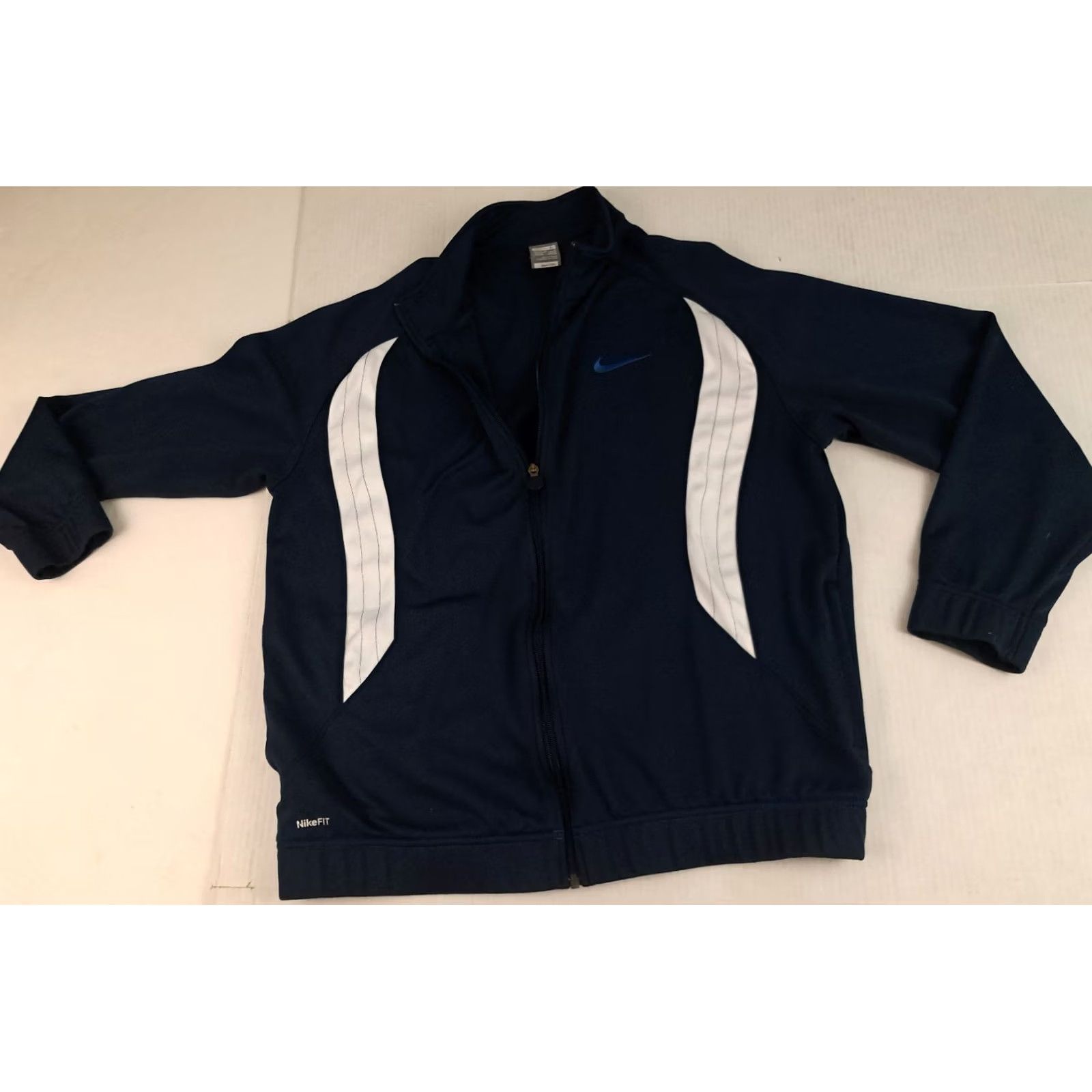 Nike VINTAGE Nike Dri-Fit Full Zip Pin Striped Track Jacket Large Unlocks 90s Windbreaker Blue Nike Mens/Womens? Size US L / EU 52-54 / 3 - 5 Thumbnail