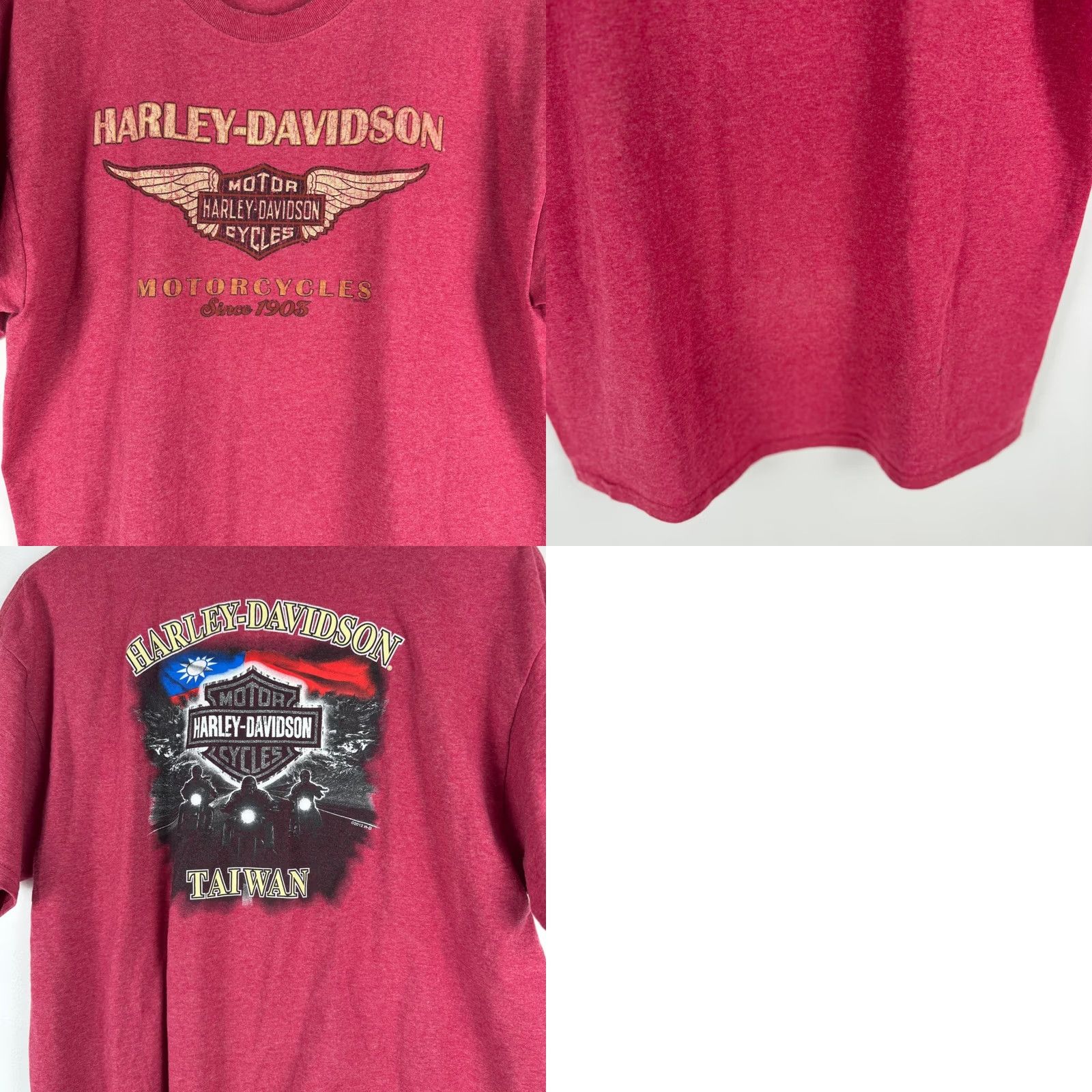 Harley Davidson Harley-Davidson Mens Graphic Tee Heather Red Wings Logo Short Sleeve L Size US 33 - 8 Thumbnail