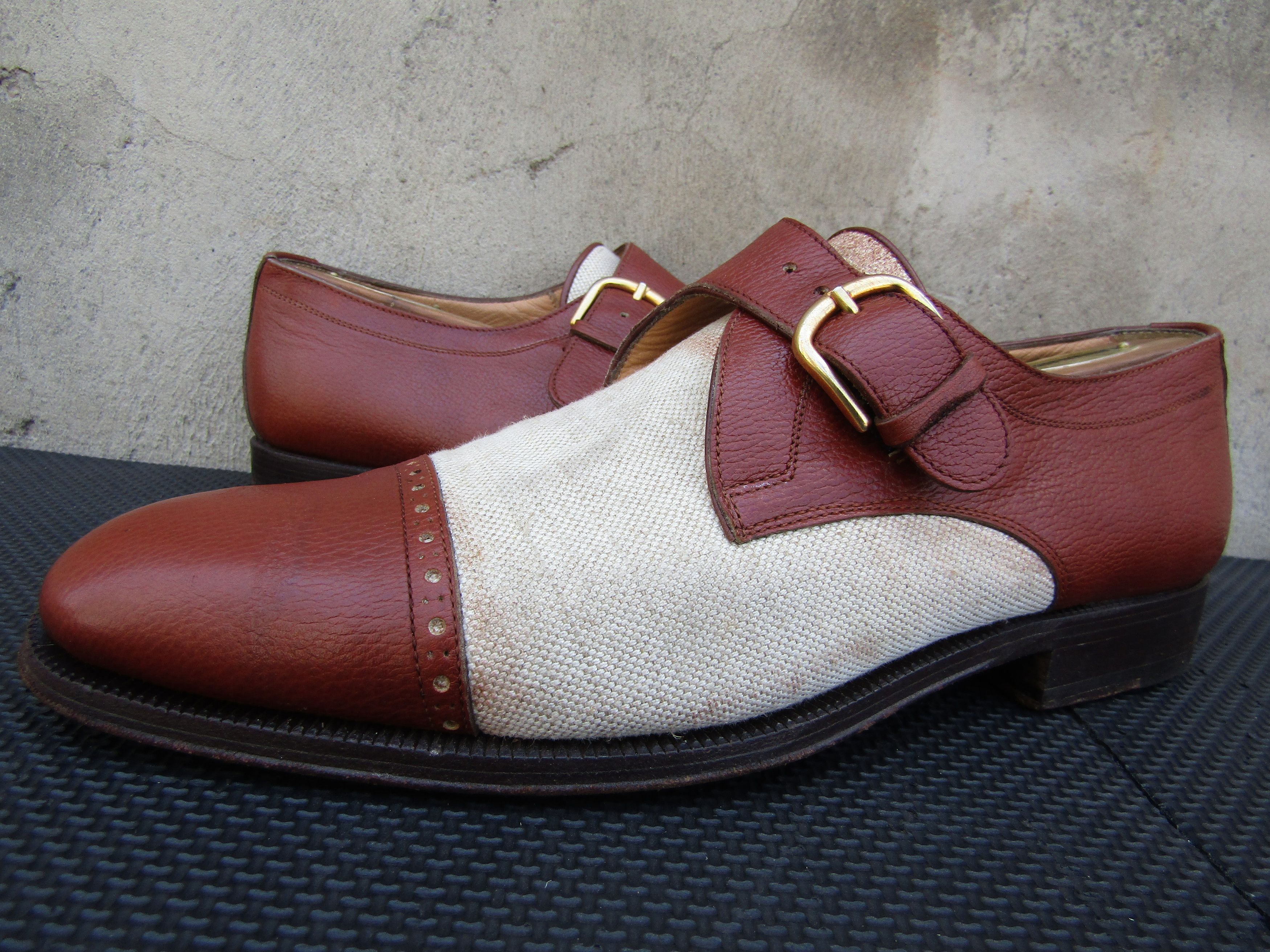Bally BALLY SEXTON LOAFERS LEATHER & CANVAS MONK STRAP Size US 9 / EU 42 - 1 Thumbnail