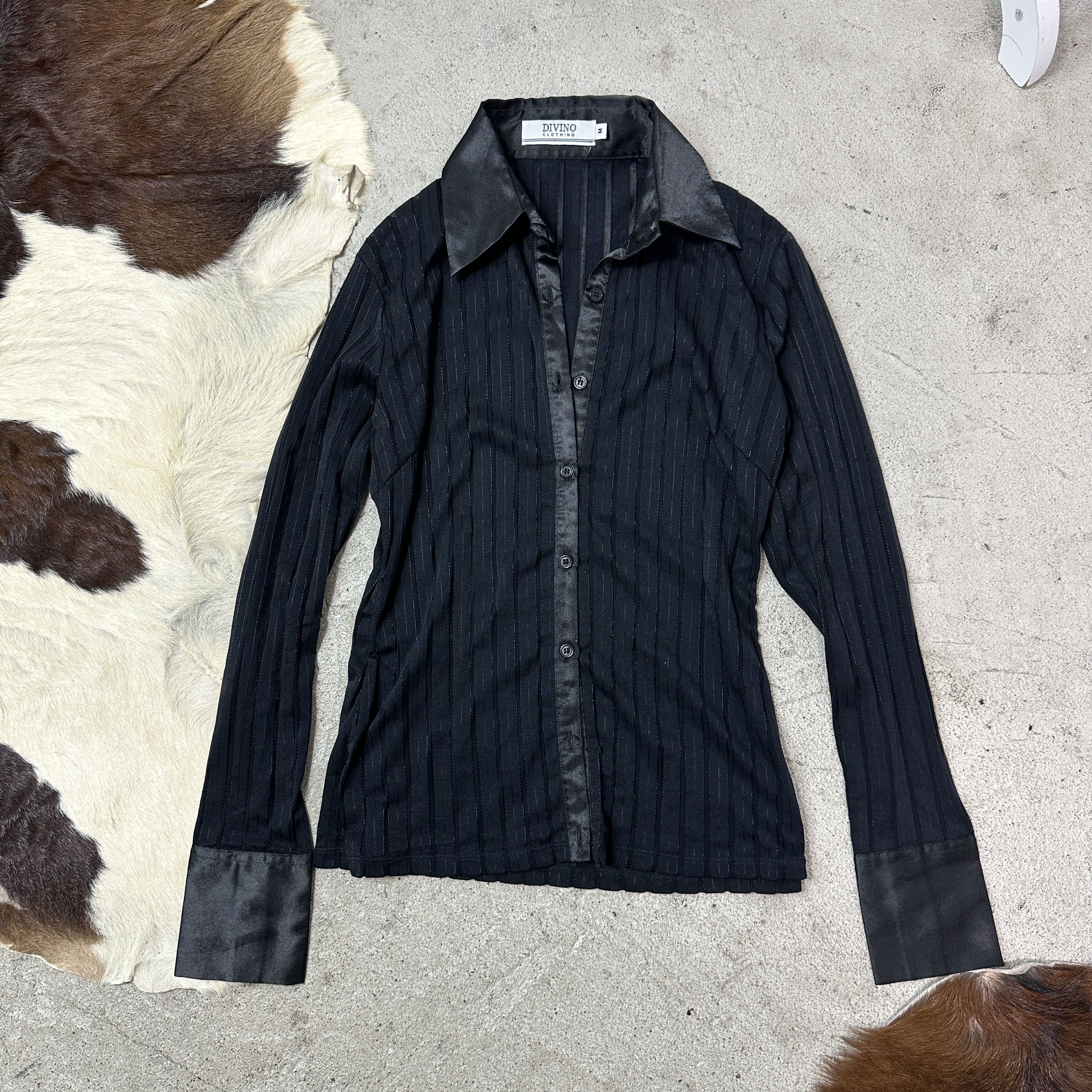 Vintage Vintage Avant Garde Striped Mesh Sheer Shirt Y2K Size M / US 6-8 / IT 42-44 - 4 Thumbnail