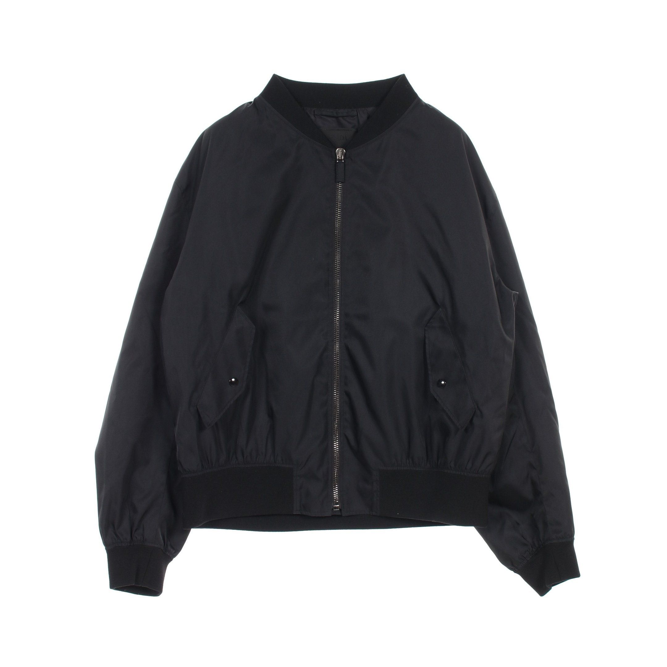 Prada Re-Nylon Bomber Jacket Nylon Black Prada Logo Plate