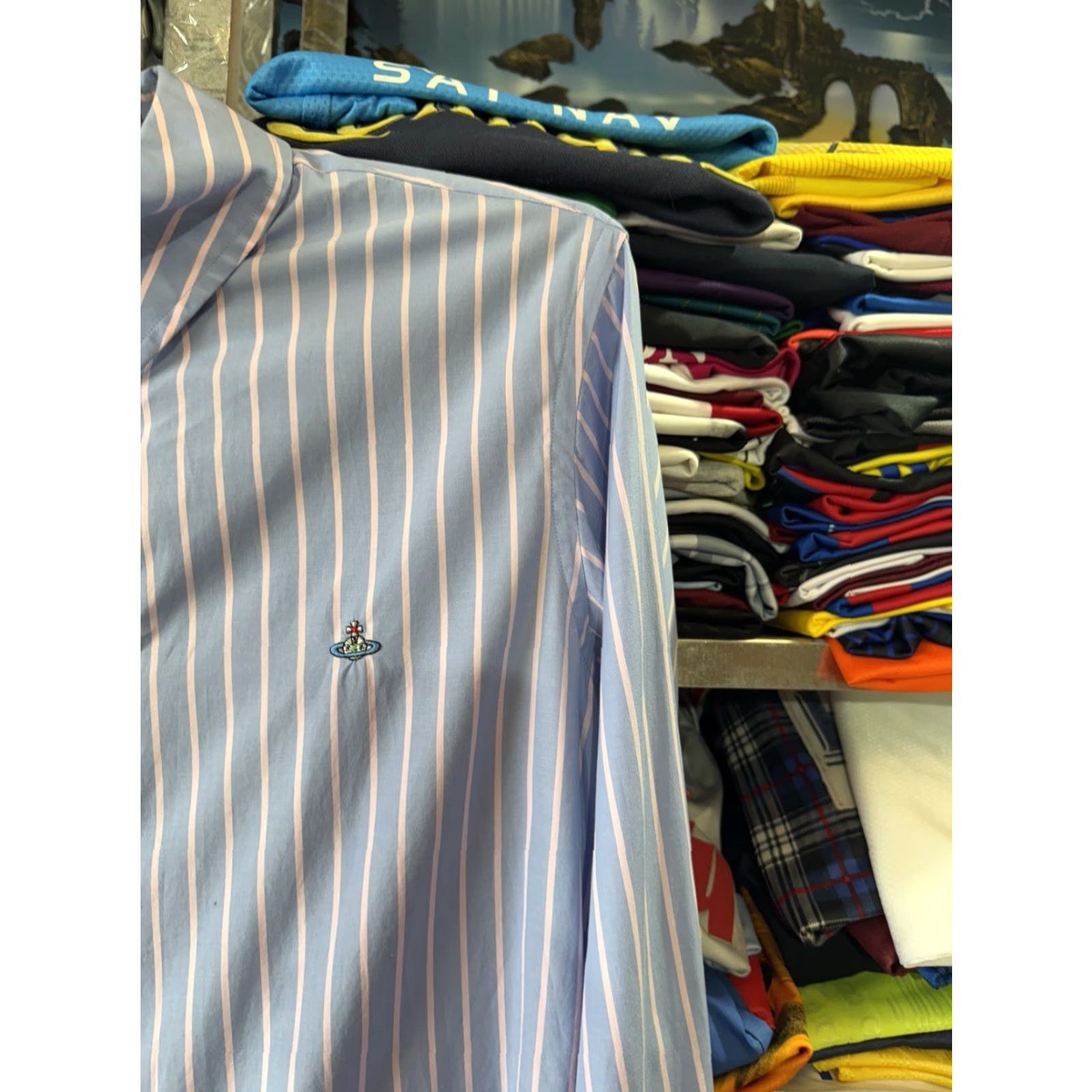 Vivienne Westwood VIVIENNE WESTWOOD MAN Shirt / Striped Slim Fit Blue Pink Long Sleeve Size S EU 46 III / 46 / small Mens Size US S / EU 44-46 / 1 - 7 Thumbnail