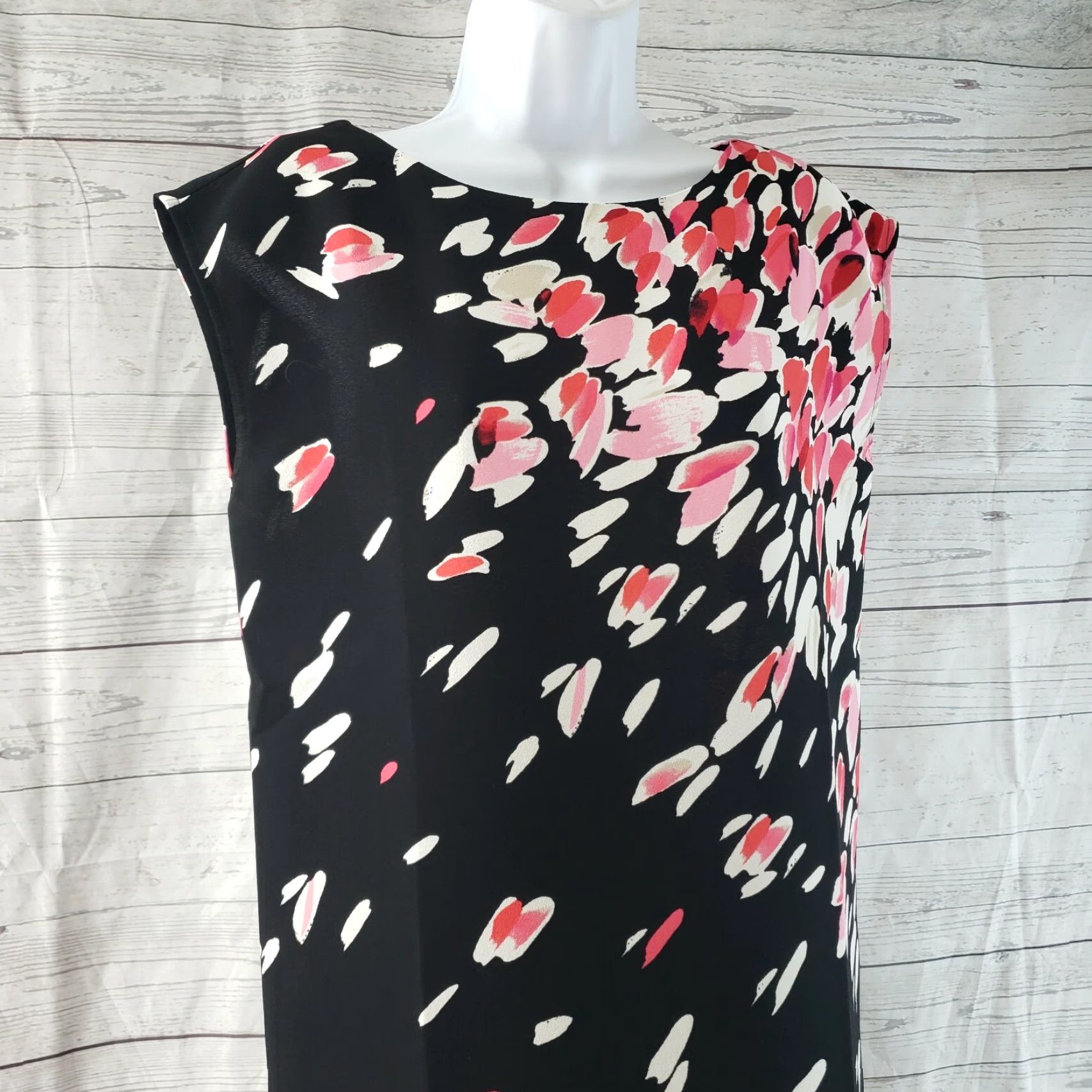 Loft LOFT Ann Taylor Womens Dress XS Sleeveless Black Pink Shift Short Polyester Zip Vintage No Size XS / US 0-2 / IT 36-38 - 2 Thumbnail