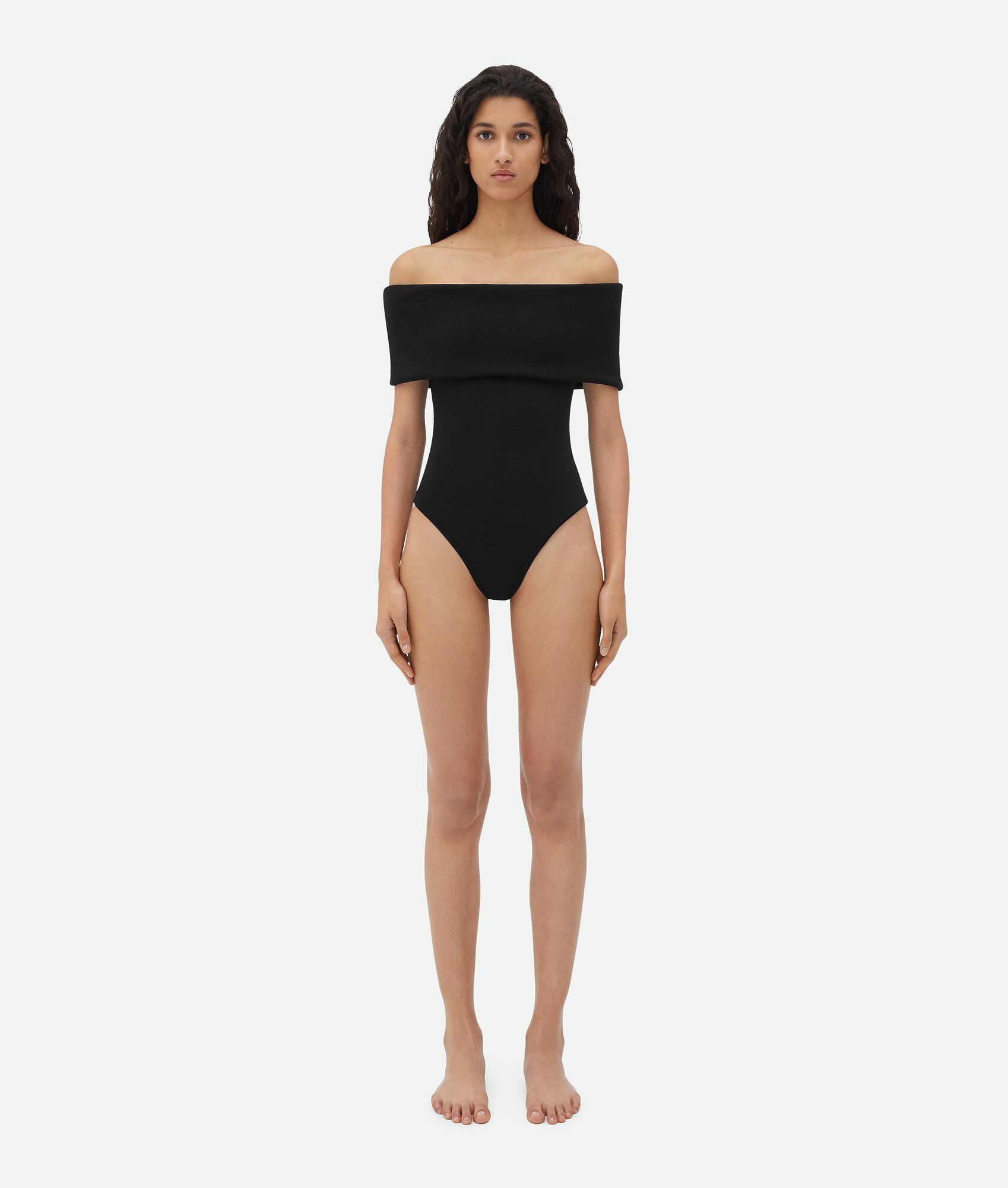 Bottega Veneta o1bcso1str0725 Stretch Nylon Off-The-Shoulder Swimsuit Black Size L / US 10 / IT 46 - 1 Thumbnail