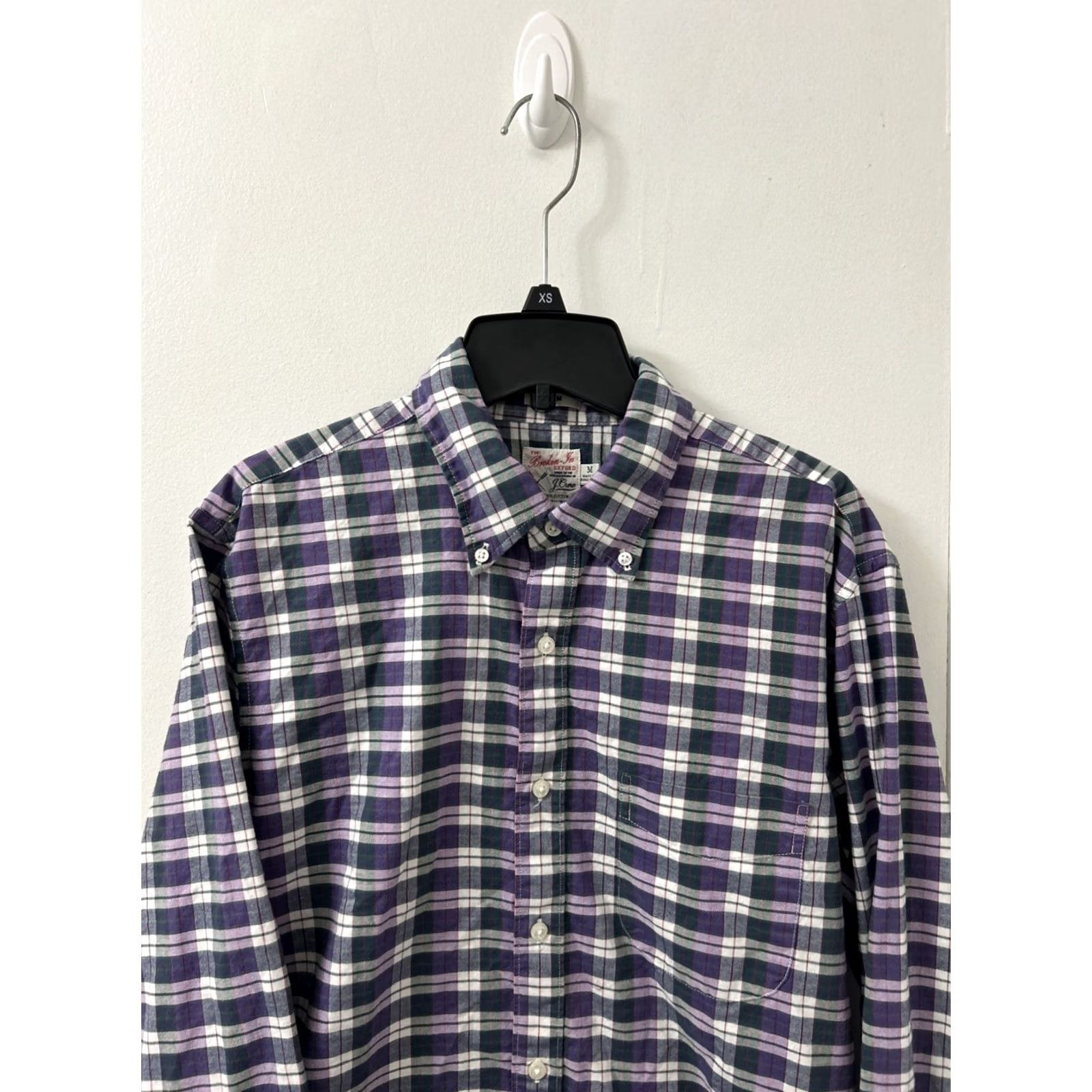J.Crew J.Crew Broken-In Oxford Shirt Mens M Purple Plaid Organic Cotton Slim Fit L/S - Button-Down Collar, Classic, Preppy, Lightweight, Pockets Size US M / EU 48-50 / 2 - 2 Thumbnail