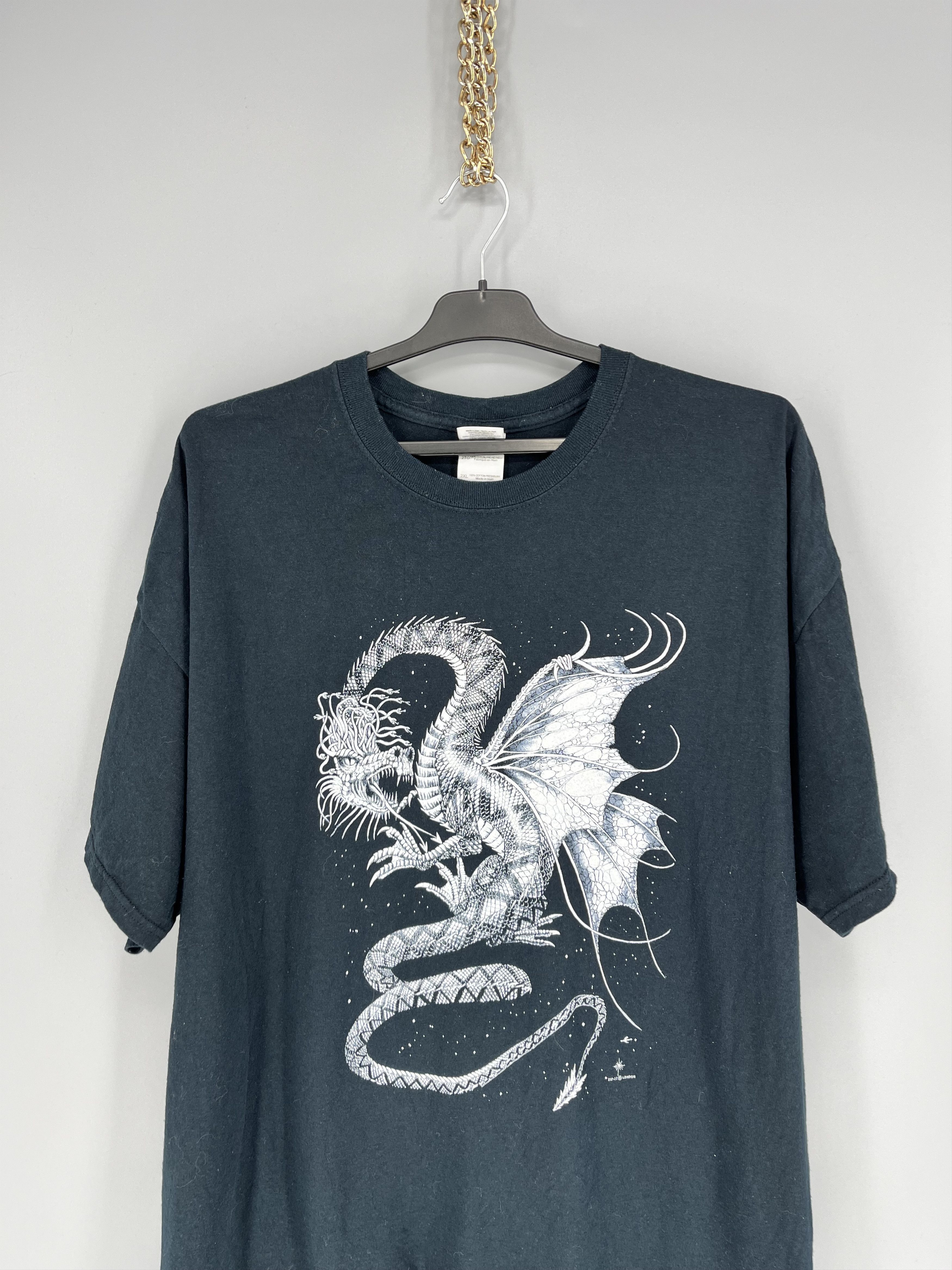 Vintage Vintage Y2k Washed AvantGarde Tribal Tee Dragon Streetwear Size US XL / EU 56 / 4 - 6 Thumbnail