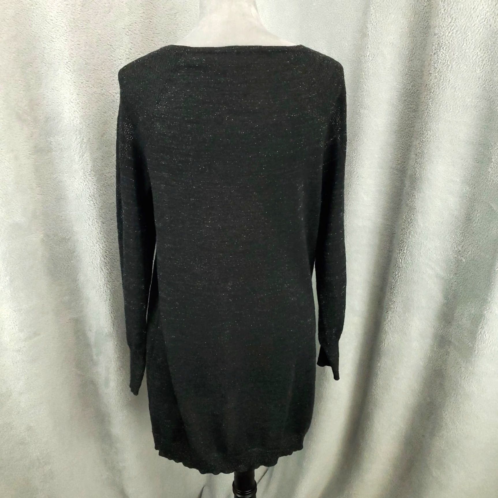Eileen Fisher Eileen Fisher Wool Sweater Dress Womens S Black Sheer Shoulders Speckled Tunic Size S / US 4 / IT 40 - 3 Thumbnail