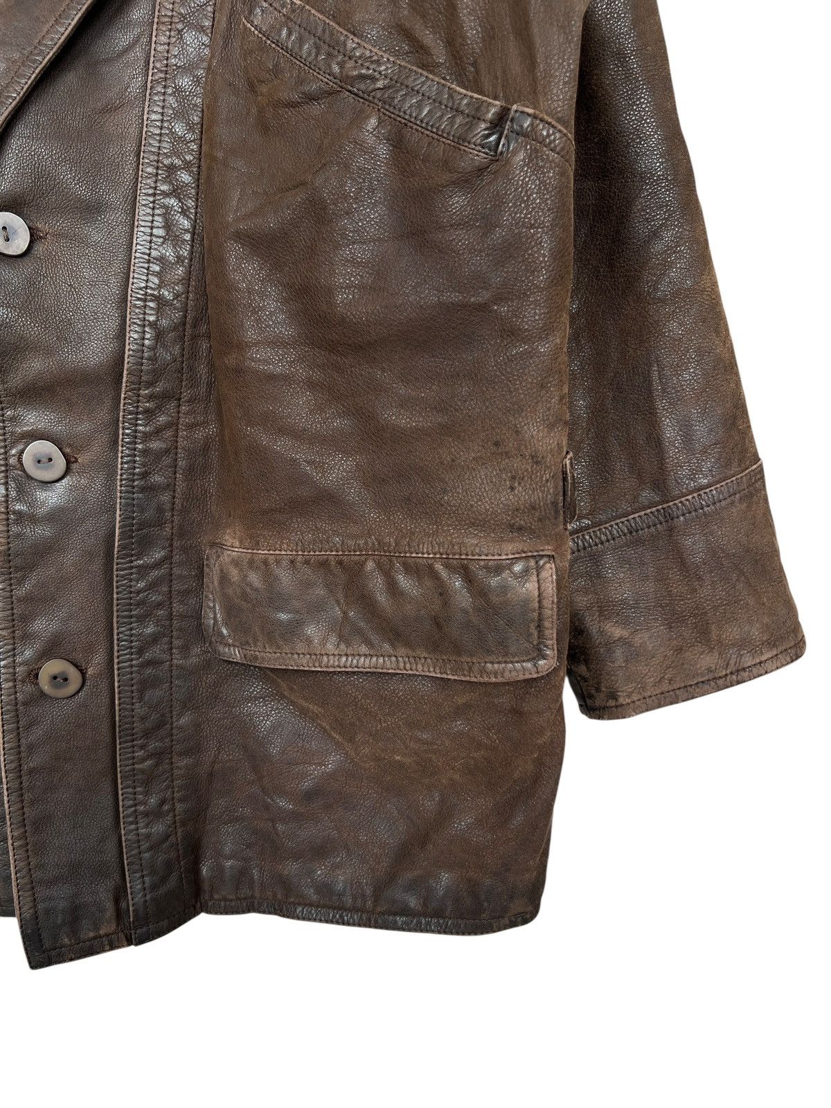 Vintage Vintage 70s Brown Long Leather Coat Jacket Size US L / EU 52-54 / 3 - 7 Thumbnail