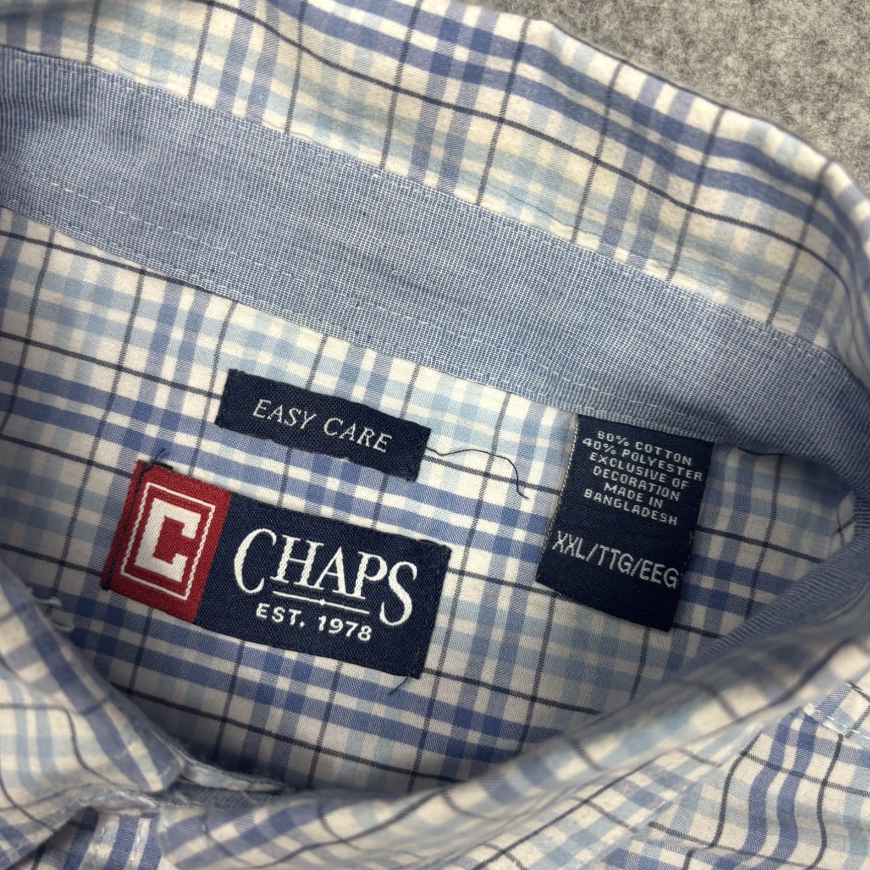 Chaps Chaps Blue Multicolor Plaid Short Sleeve Button Shirt Mens 2XL Size US XXL / EU 58 / 5 - 2 Thumbnail