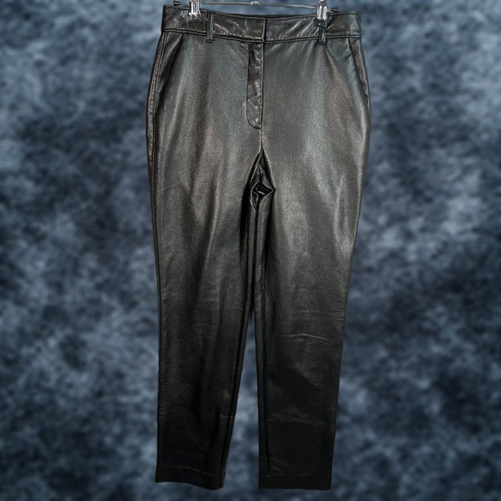 Vintage Babaton Black Faux Leather Tapered Leg Pants Womens Size 4, Dress Pants, Regular, 29 Inseam, Black, Pants, Babaton, Womens, Size 4 Size 27" / US 4 / IT 40 - 1 Thumbnail