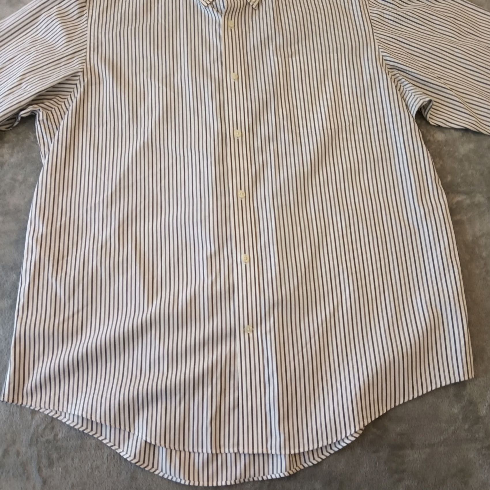 Lands' End Lands' End Shirt Mens 17.5 Gray Striped Long Sleeve Button Down Cotton Pinpoint Dress Shirt Mens Regular Size US XXL / EU 58 / 5 - 6 Thumbnail
