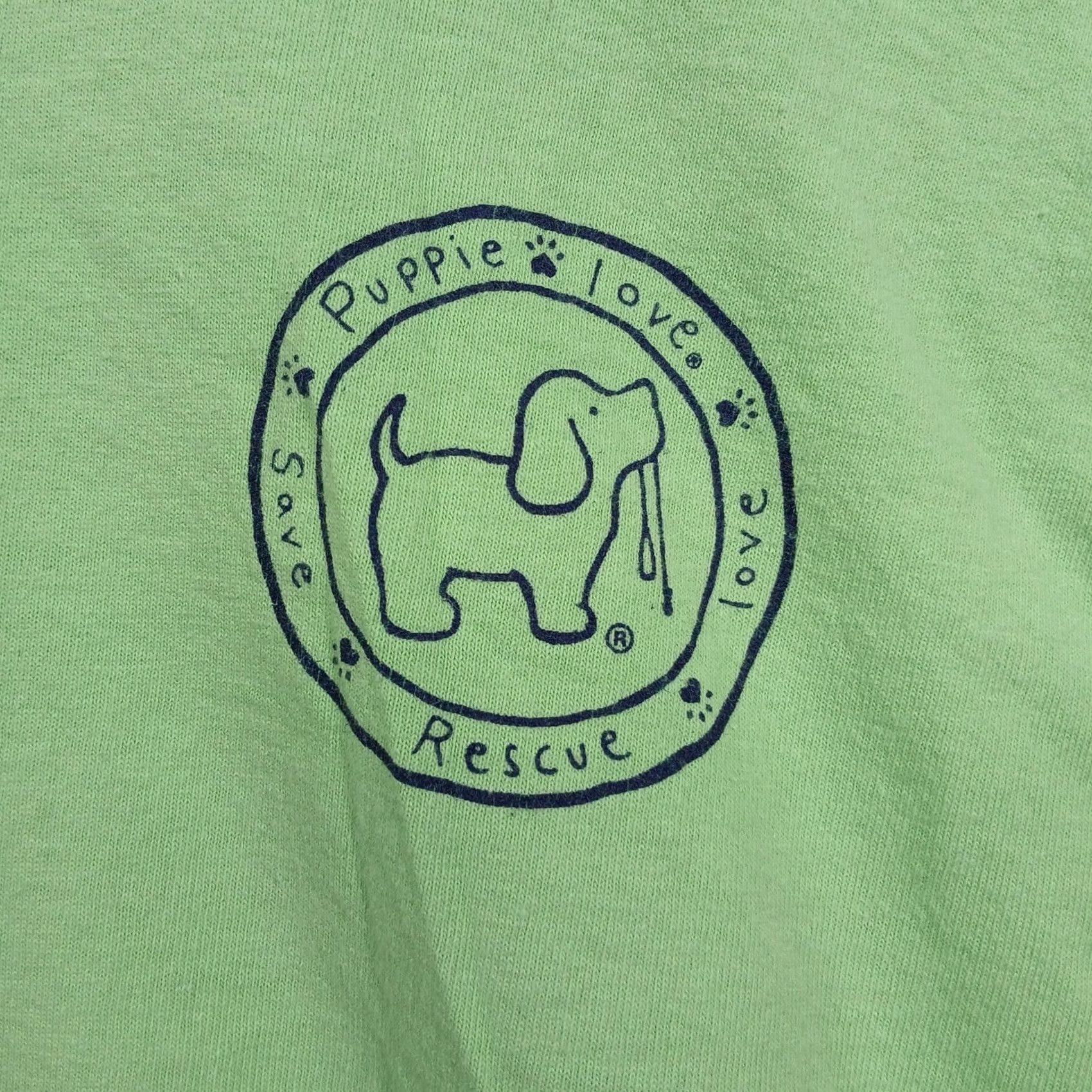 Vintage Puppie Love T-Shirt Mens XL Green Florida Rescue Dog Graphic Printed in USA Size US XL / EU 56 / 4 - 4 Thumbnail